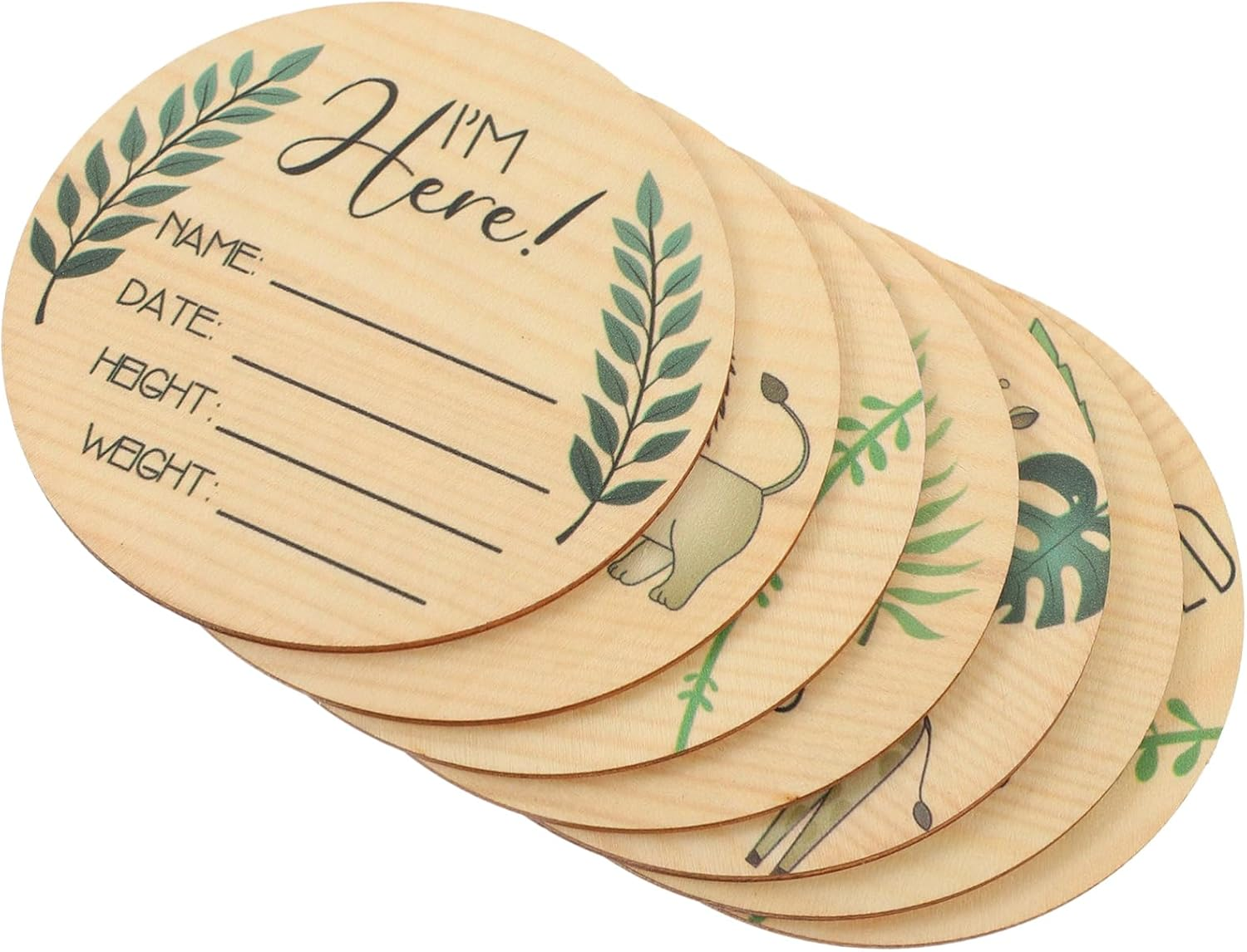 Sosoport 7Pcs Wooden Milestone Signs Newborn Name Sign Monthly Milestone Cards Birth Announcement Photo Props for Nursery Decor image number 5