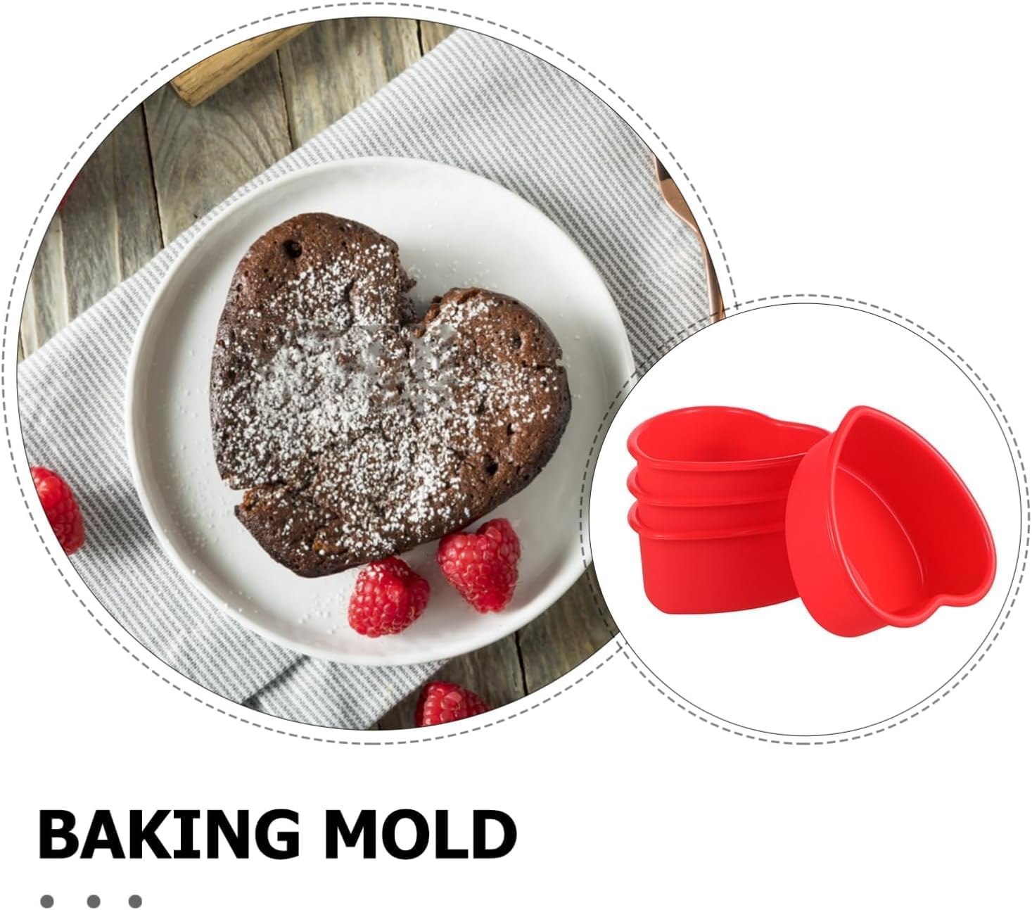 Silicone Cake Pan, 4 Inch Heart Shaped Silicone Baking Pan, Easy to Clean & Reusable Molds, Ideal for Cake Baking, 4PC Set image number 3