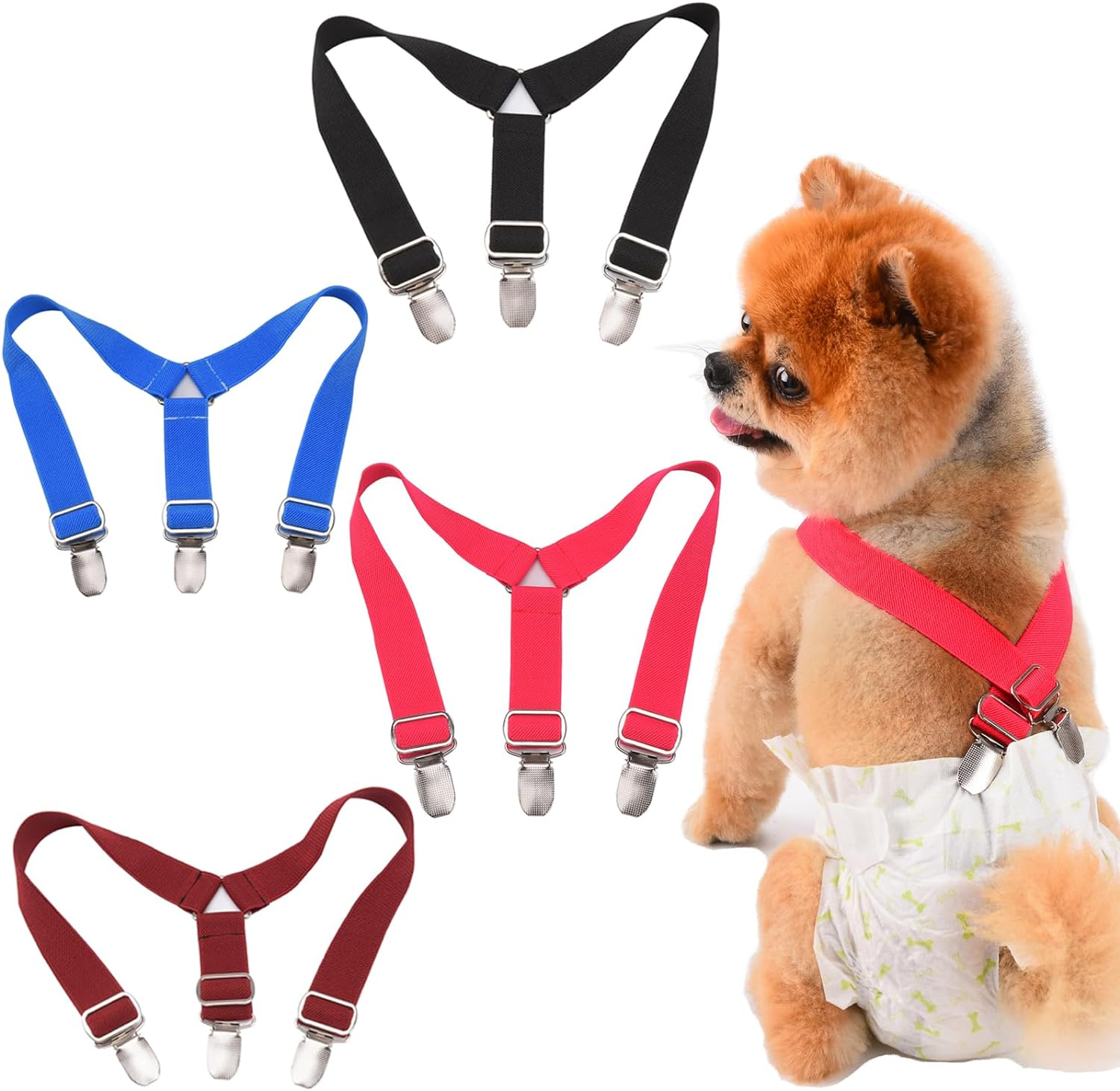 4 Pcs Dog Diaper Suspenders | Cat Suspenders | Female Male Dog Skirt Dress & Diaper Keeper | for Small Medium and Large Dogs