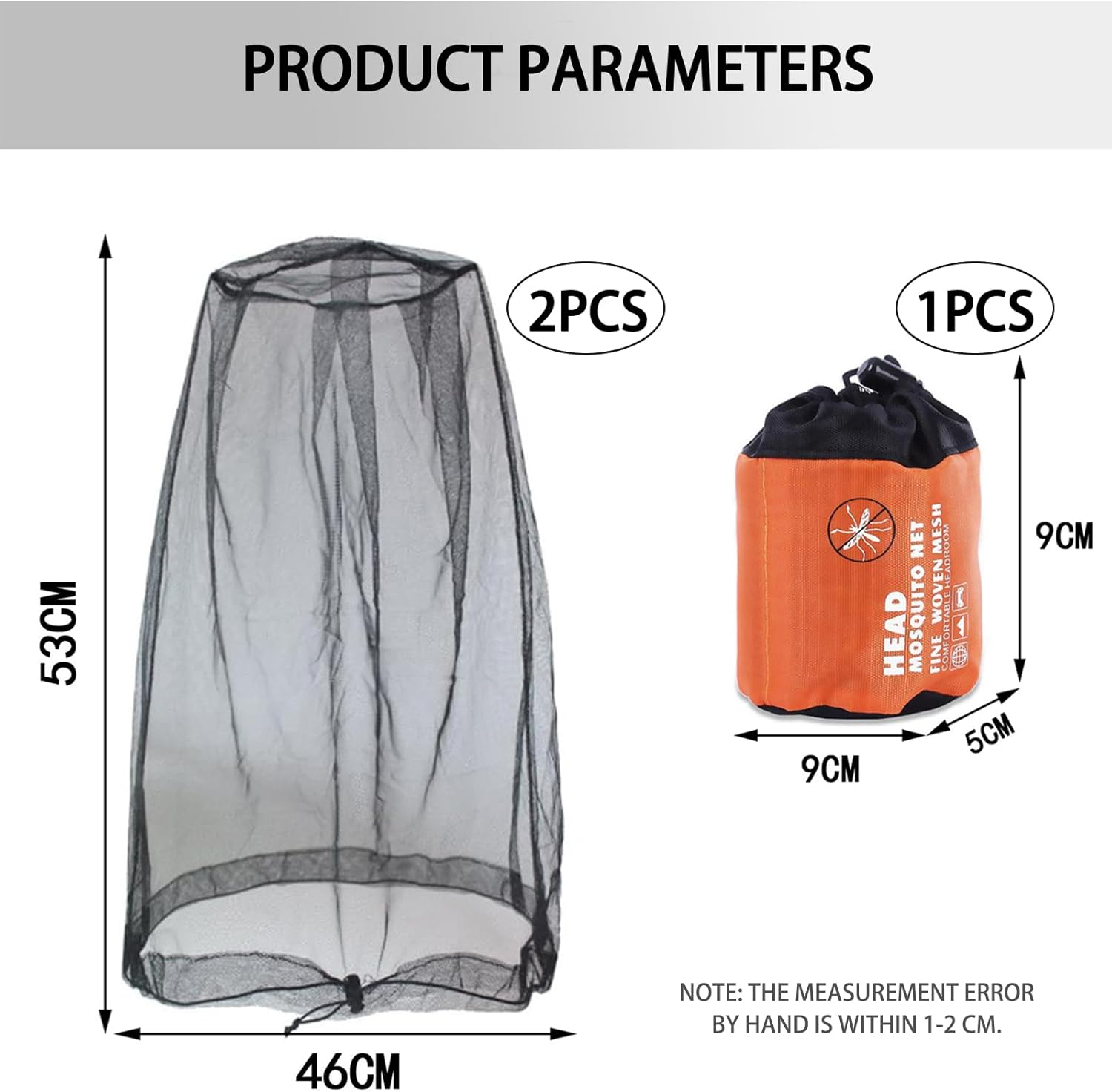 Premium Mosquito Head Net for Insect Protection 2 Pack Ultra Large Long Extra Fine Holes for Camping Hiking Fishing Gardening Safari Fits All Hats for Men and Women image number 2