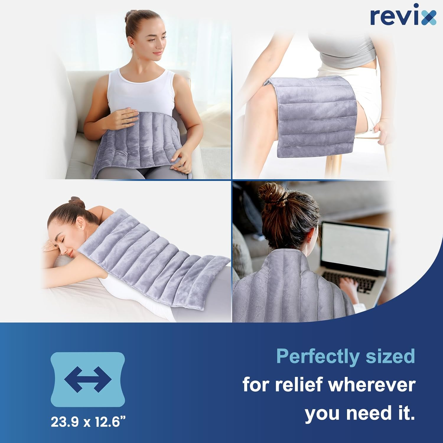 REVIX Extra Large Microwave Heating Pad for Back Pain Relief with Moist Heat, Microwavable Heated Wrap for Full Back, Stomach Cramps, Shoulder and Neck, Leg, Support Cold Therapy