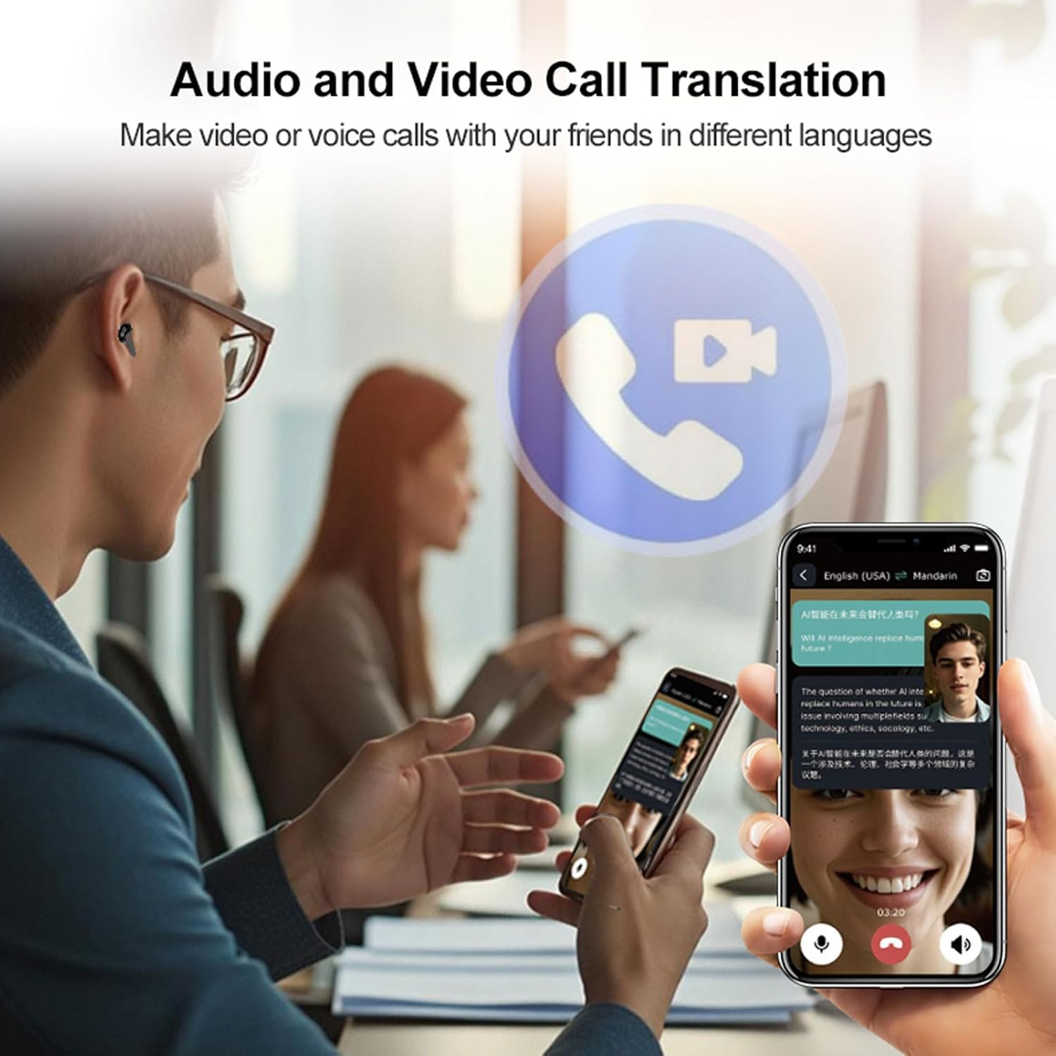 Generic AI Translation Earbuds Real Time, 164 Language Translator Earbud with 7 Modes, Wireless Bluetooth Translation Device with Intelligent Touch for Travel Business Learning