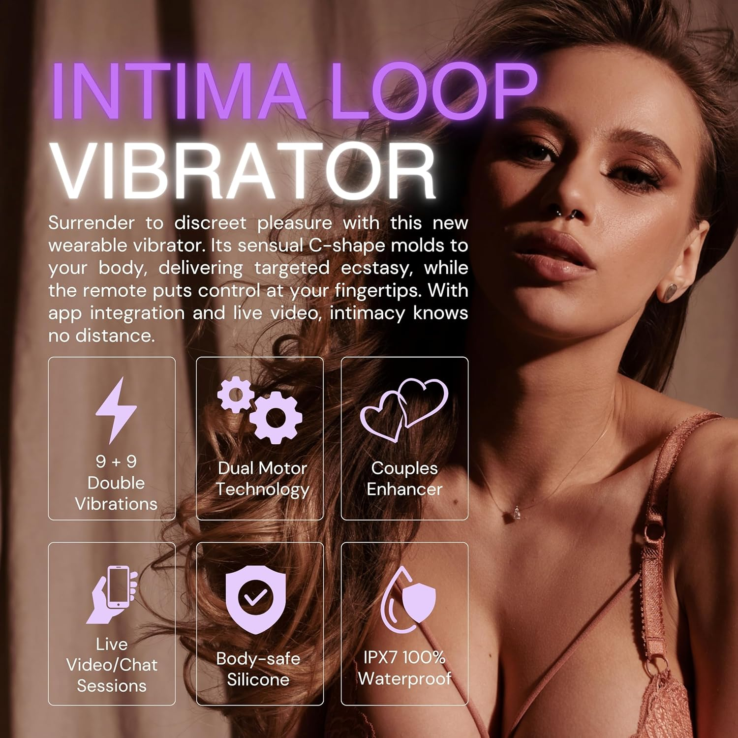 PLEASURE PULSE Wearable G Spot & Clitoral Vibrator &ndash; App & Remote Control Panty Vibrator for Women & Couples, 9+9 Vibration Modes, Magnetic Clip, Rechargeable Silicone Sex Toy for Clit, Vaginal, Anal & Nipple Play &ndash; Euphoria Plum image number 1