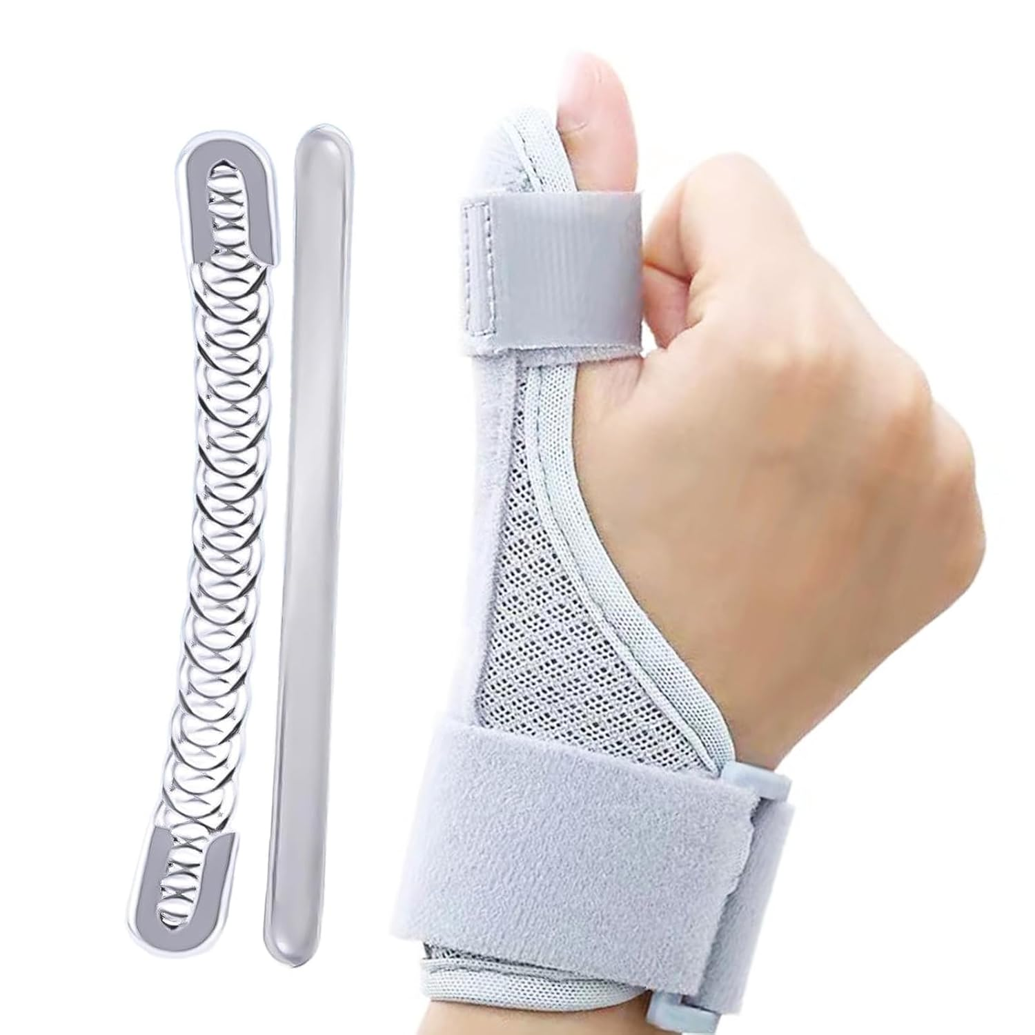 Thumb Brace for Arthritis Sprains - Reversible Thumb Brace with Soft Lining, Breathable Metal Splints for 24-Hour Carpal Tunnel Support Adjustable (Gray)
