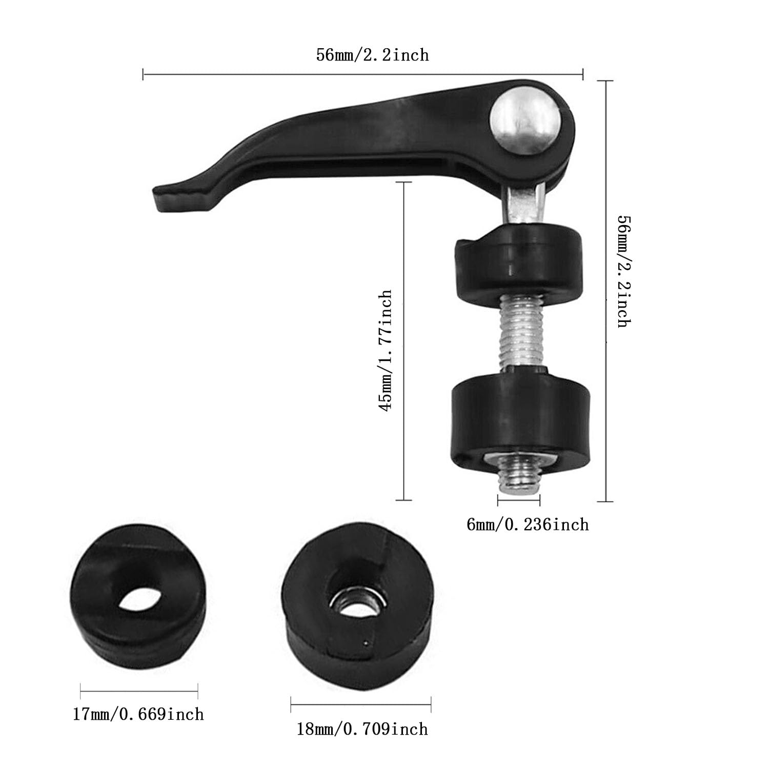Shengsenfu 4Pcs Black Aluminium M6 Hex Quick-Release Screw for Lawnmower & Seat Post, Bike Seat Clamp, Tile Cutter Repair Tool image number 2
