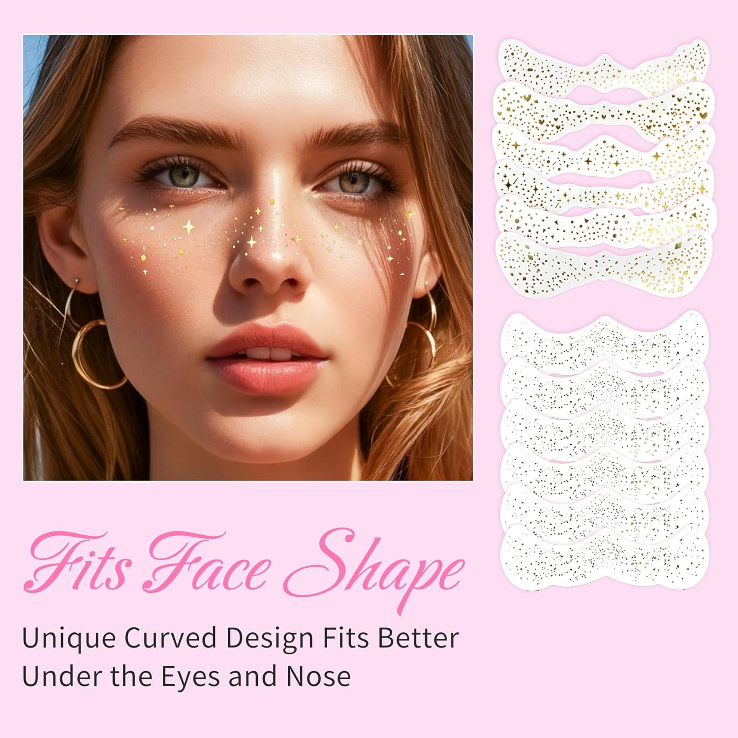 12 Pieces Girl Freckle Tattoo Stickers, Temporary Face Tattoo Waterproof Stickers, Gems Face Jewels for Music Carnival Party Makeup image number 3