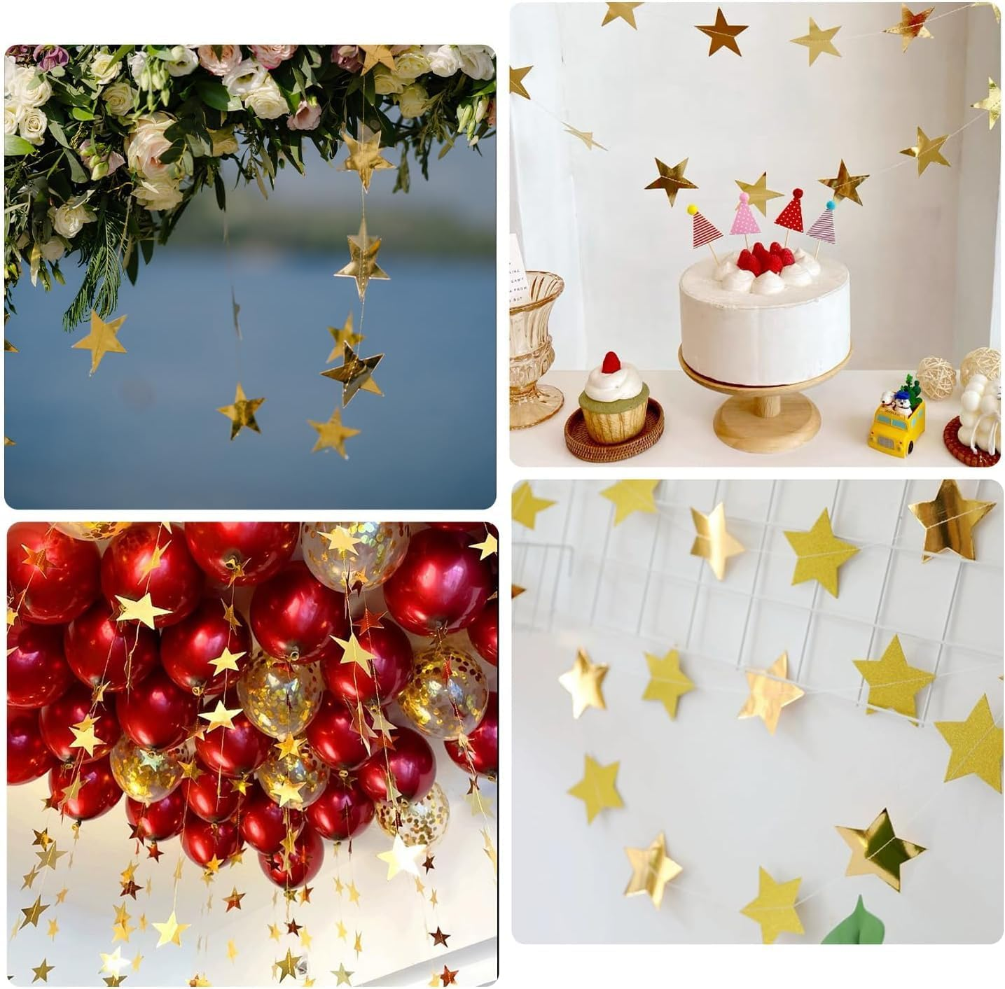 26 Feet Reflective Star Paper Garland - Sparkling Star Bunting Banner Hanging Decoration,Sparkling Star Bunting Banner - for Birthday Holiday Wedding Anniversary Theme Party Supplies and Home Deco image number 1