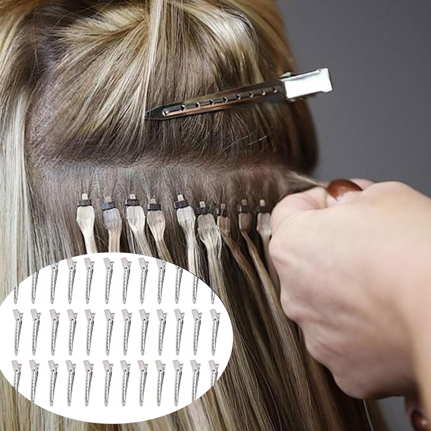 Roczential 36 Pieces of Metal Duckbill Hairpin, Stainless Steel Alligator Hair Clips, Makeup and Styling without Marks Hair Pins, Silver for Curly and Long Hair Styling Segments (Silvery) - Silvery image number 6