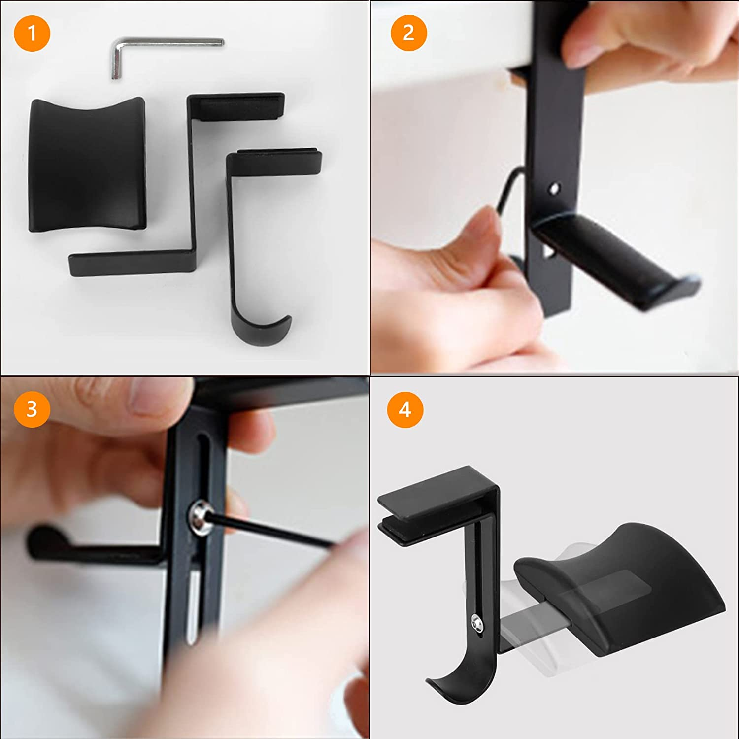 Headphone Stand, Calife under Desk Headset Hanger, Soundbar Holder Mount Clamp, No Need to Drill, Gaming Organizers Hook for Universal PC Accessories image number 3