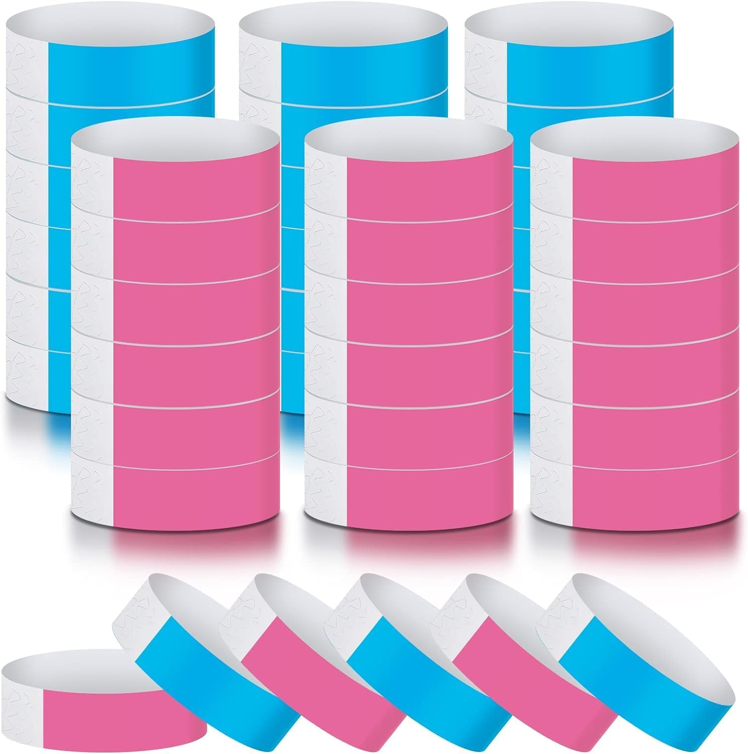 200Pcs Paper Wristbands,Waterproof,Hand Bands for Events Lightweight Concert Wristbands Neon Colored Adhesive for Events Music Festival Concert Contest (Pink,Blue)