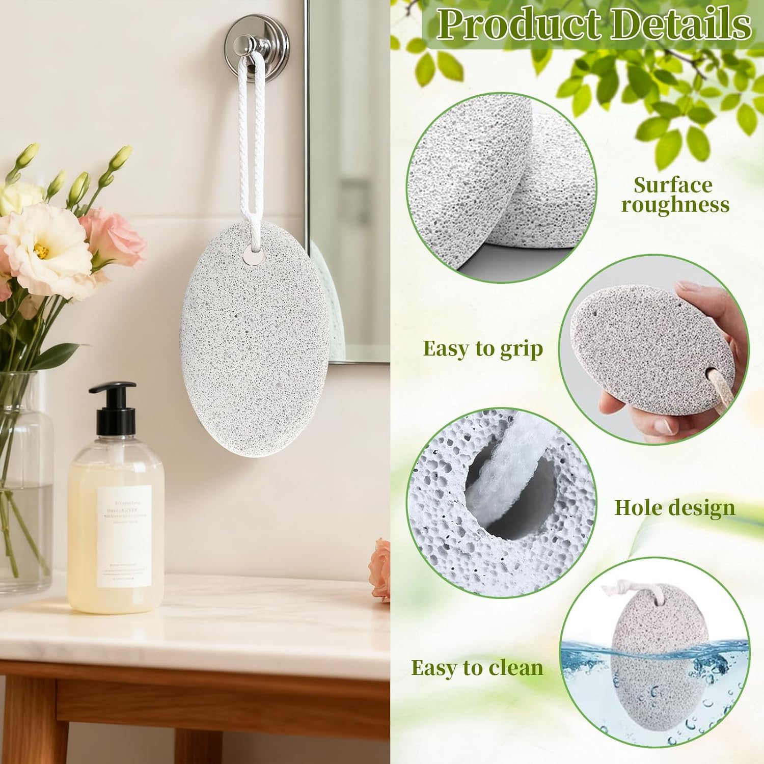 Natural Lava Pumice Stone for Feet - Premium Pedicure Tool for Hard Skin, Callus, & Dead Skin Removal - Exfoliating Foot & Hand Scrubber for Smooth Soft Skin - Callus Remover for Men & Women (4PCS) image number 3