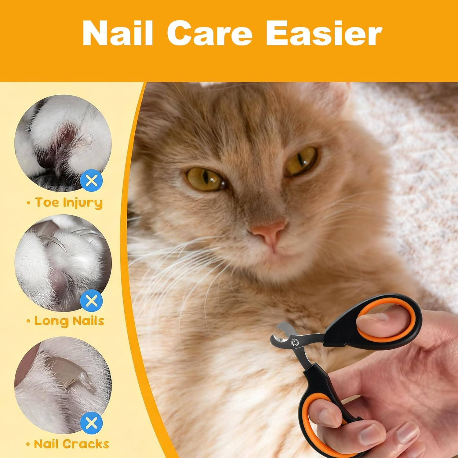Cat Nail Clippers, 2 Pack Black Orange Pet Nail Clippers, Safe Cat Claw Clippers for Small Pets, Essential Grooming Tool for Cats and Kittens, Multi-Pet Household Use image number 1