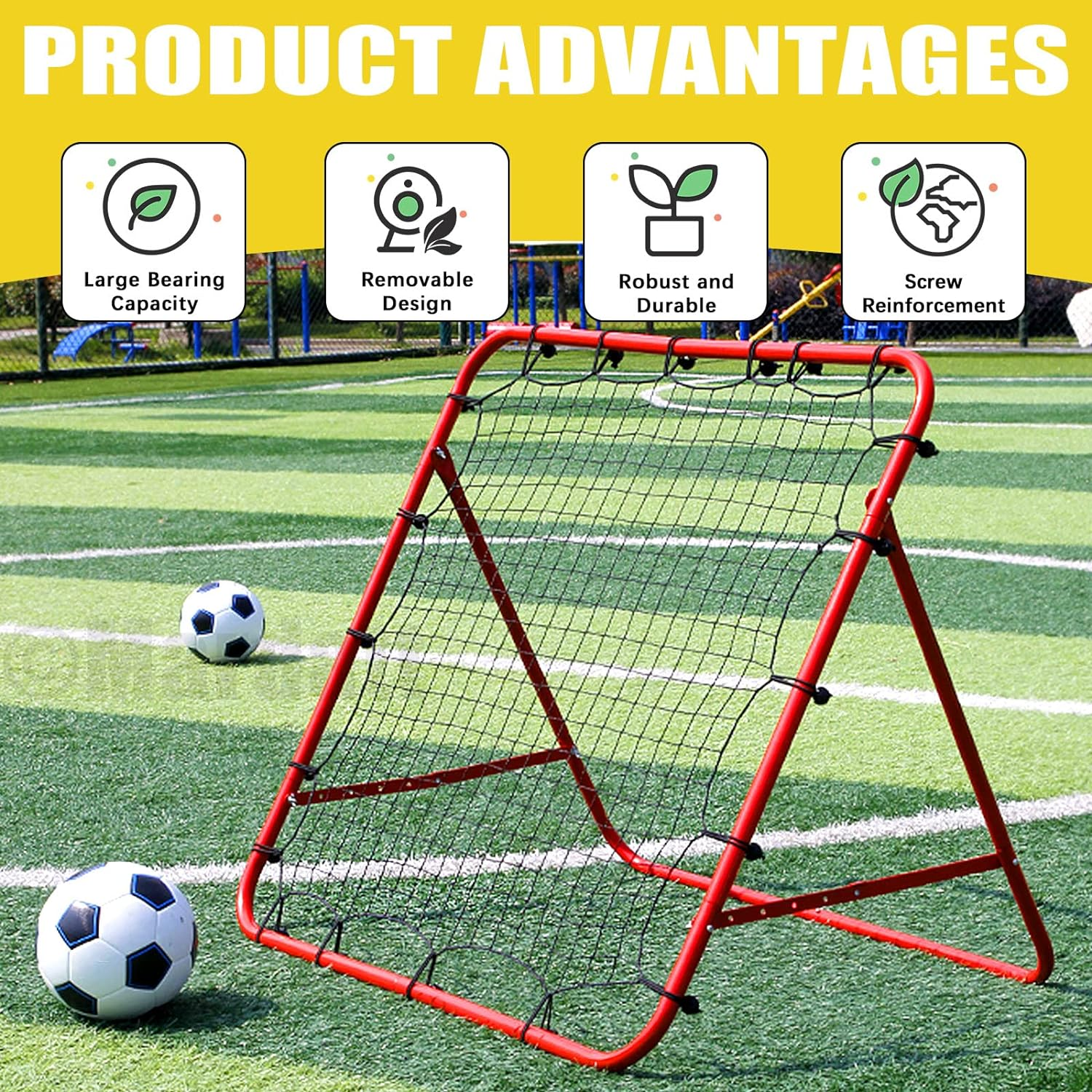 51Pcs Soccer Training Net, 40" X 40" Soccer Goal Net with Adjustable Angle Ball Bounce Back Net Portable Soccer Football Goal Trainer for Backyard Practice Training