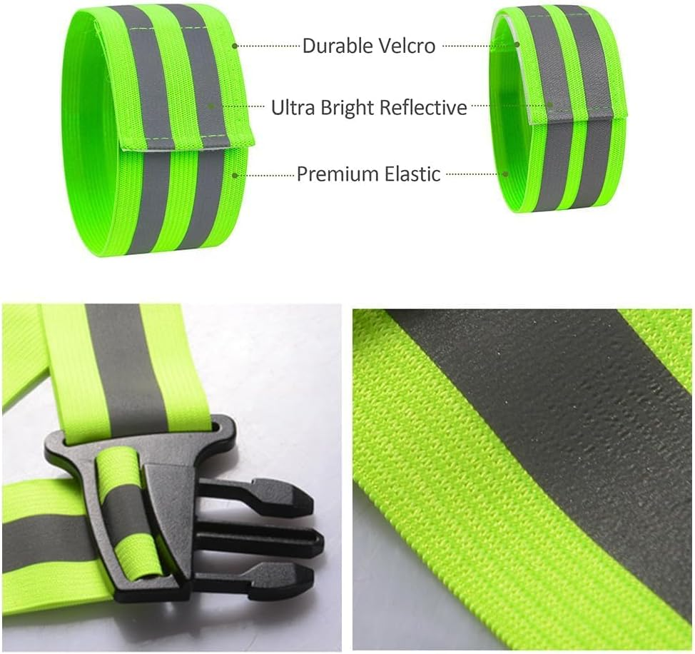 High Visibility Reflective Belt Reflectors Vest, Adjustable Reflective Wristbands Arm Bands,Reflective Running Gear for Men and Women,For Night Running Safety, Walking, Cycling image number 1