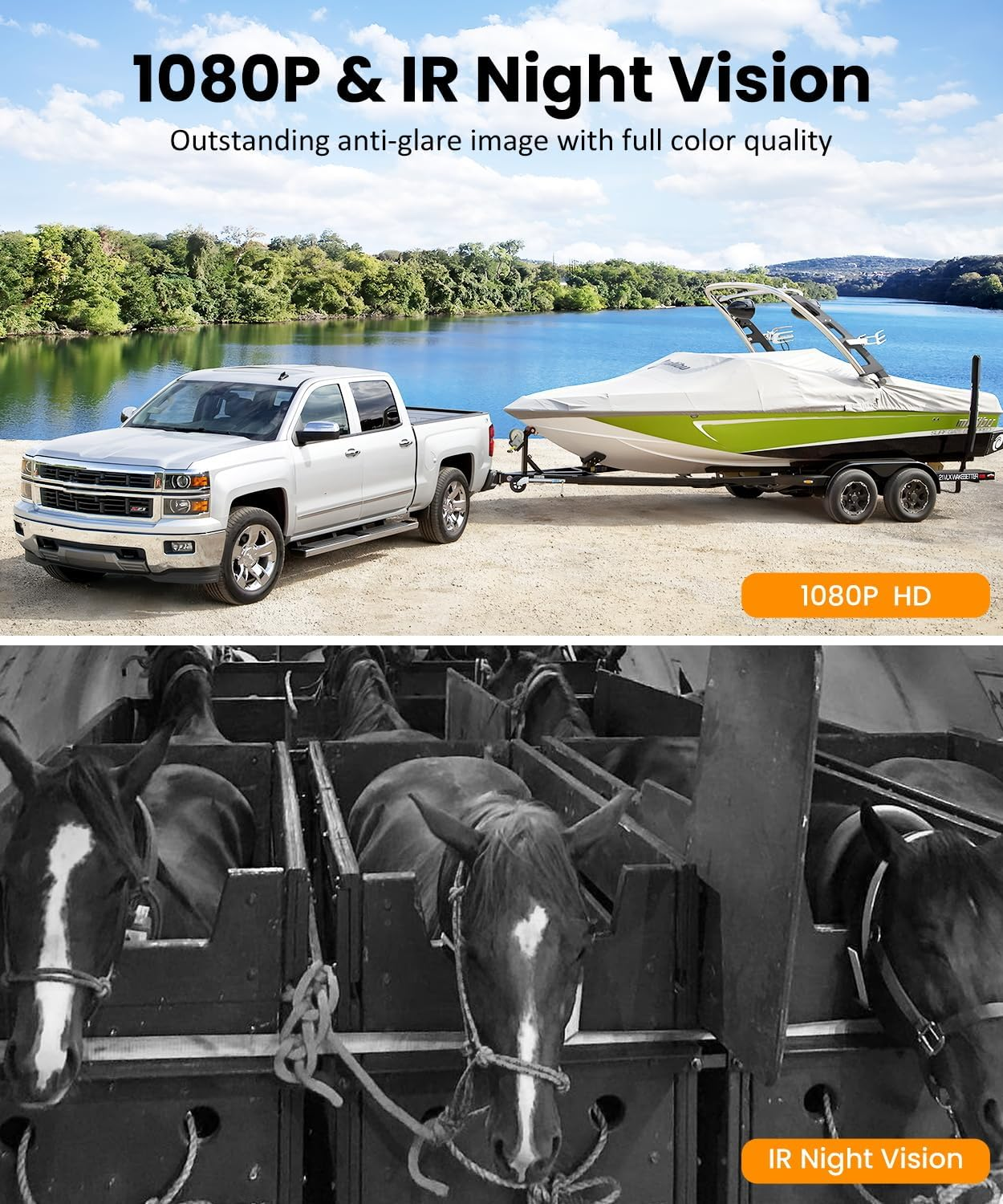 Solar Backup Camera Wireless for Rvs and Trailers No-Installation - 7.2" HD 1080P Monitor,Dual Camera System, Strong Magnetic Scratch-Proof Rear View Camera for Trucks, Campers, Suvs, and Cars image number 5