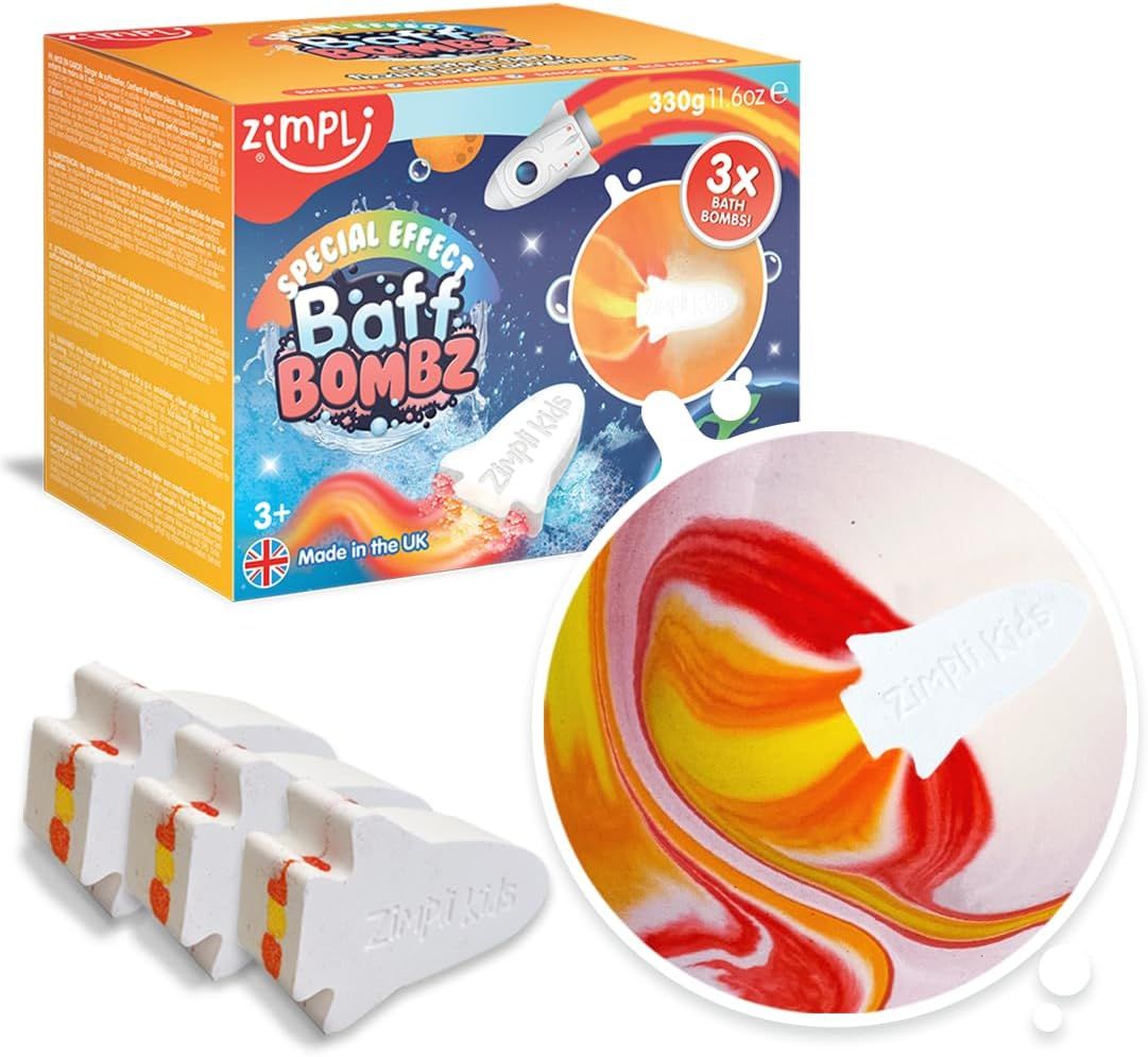 3 X Large Rocket Bath Bombs from Zimpli Kids, Special Effect Bath Bombs for Children, Handmade Bubble Bath Fizzies Gift Set, Vegan Friendly and Cruelty Free image number 4