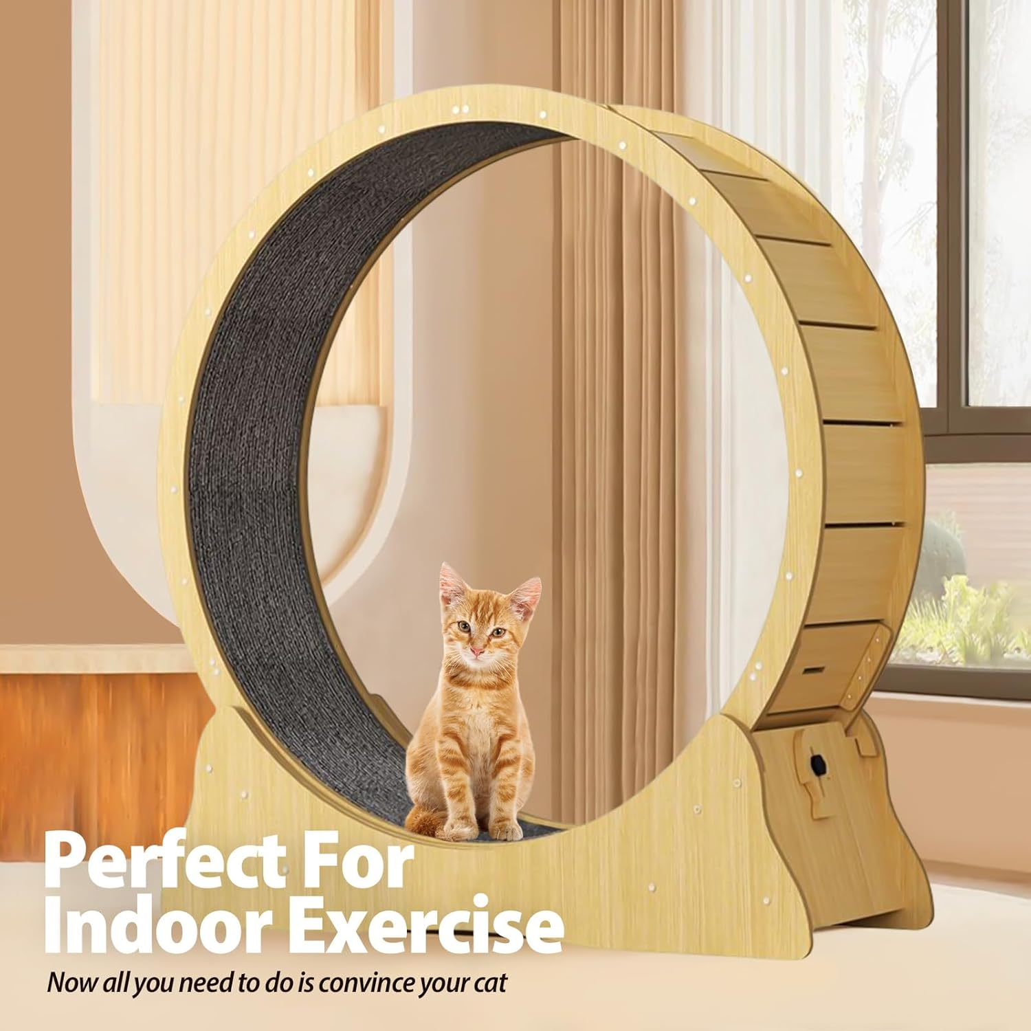 Cat Exercise Wheel Toy Running Exerciser Treadmill Scratcher Board|Cat, Kitten Running Spinning and Scratching Fun Wheel - 110Cm