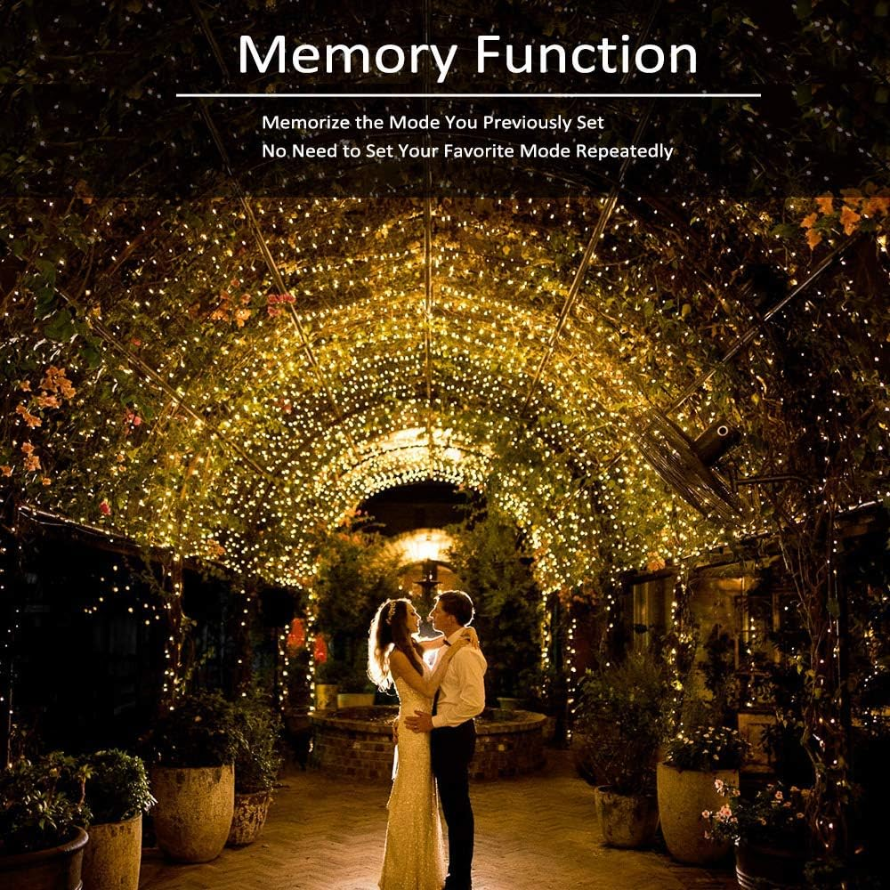 Philzops LED Christmas Fairy Lights Indoor 10 M 100 LED Christmas Lighting Outdoor Battery Warm White 8 Modes Waterproof Outdoor Fairy Lights for Christmas Tree Balcony Wedding Party Window Decoration