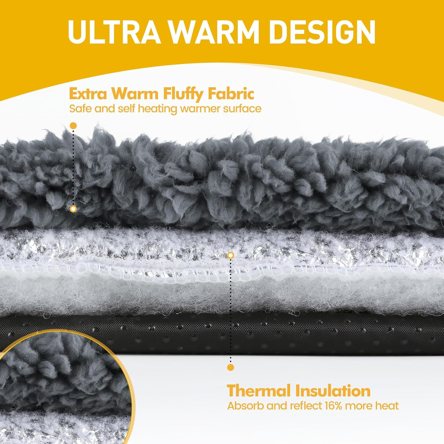 Self Warming Cat Bed Self Heating Cat Dog Mat 61 * 45Cm Extra Warm Thermal Pet Pad for Indoor Outdoor Pets with Removable Cover Non-Slip Bottom Washable Non Electric image number 4