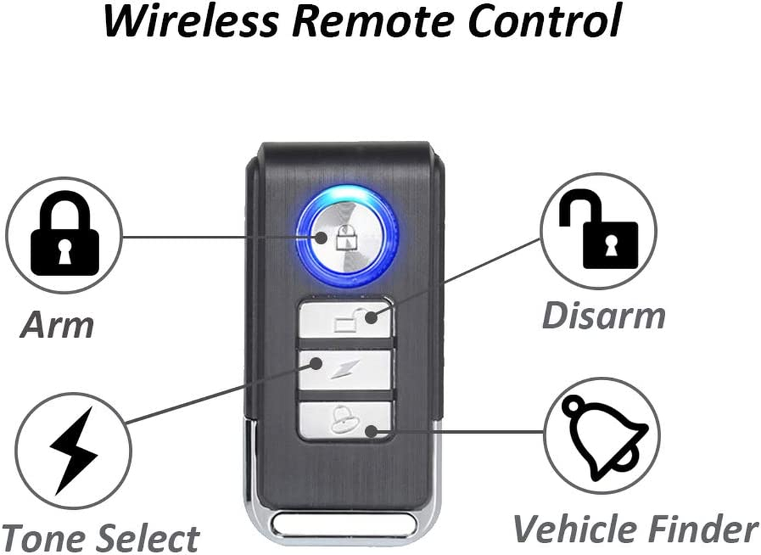 Mengshen Wireless Bicycle Motorcycle Alarm, Waterproof Anti-Theft Security Sensor Alarm with 113Db Super Loud Sound, 7 Level Sensitivity (2 Remote Control Included) image number 3