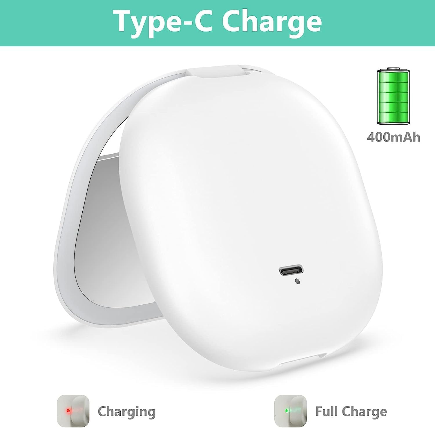 YUKAIONE Rechargeable LED Makeup Mirror, Compact Travel Mirror with 1X/10X Magnification, 3 Color Lights, Mini Magnetic Pocket Mirror for Women(White) image number 5