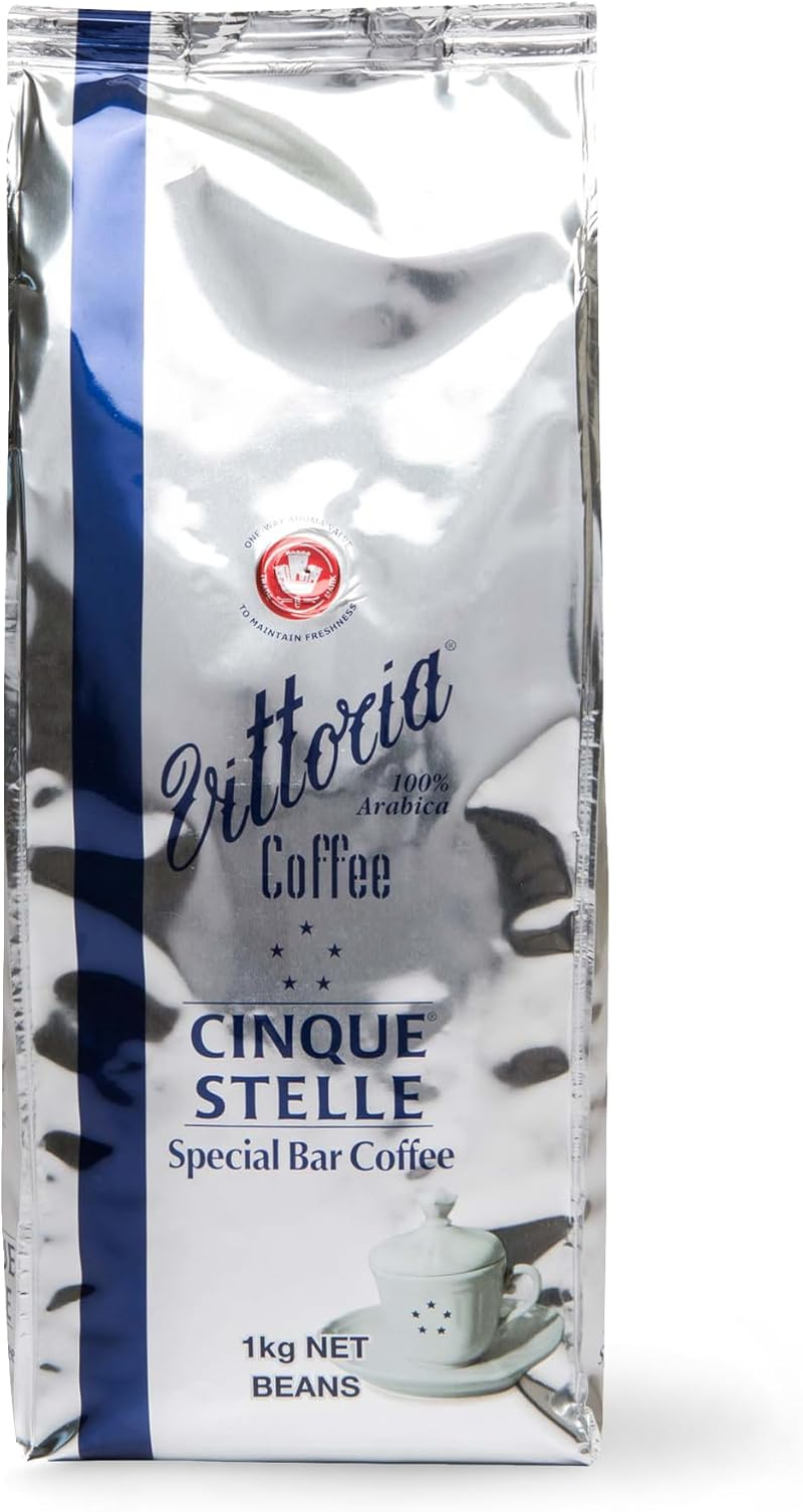 Vittoria Coffee Cinque Stelle 100% Arabica Special Bar Coffee Beans 1Kg. Online Exclusive Blend, Served in Award Winning Restaurants. Medium-Dark Roast Perfect as an after Dinner Espresso. image number 4