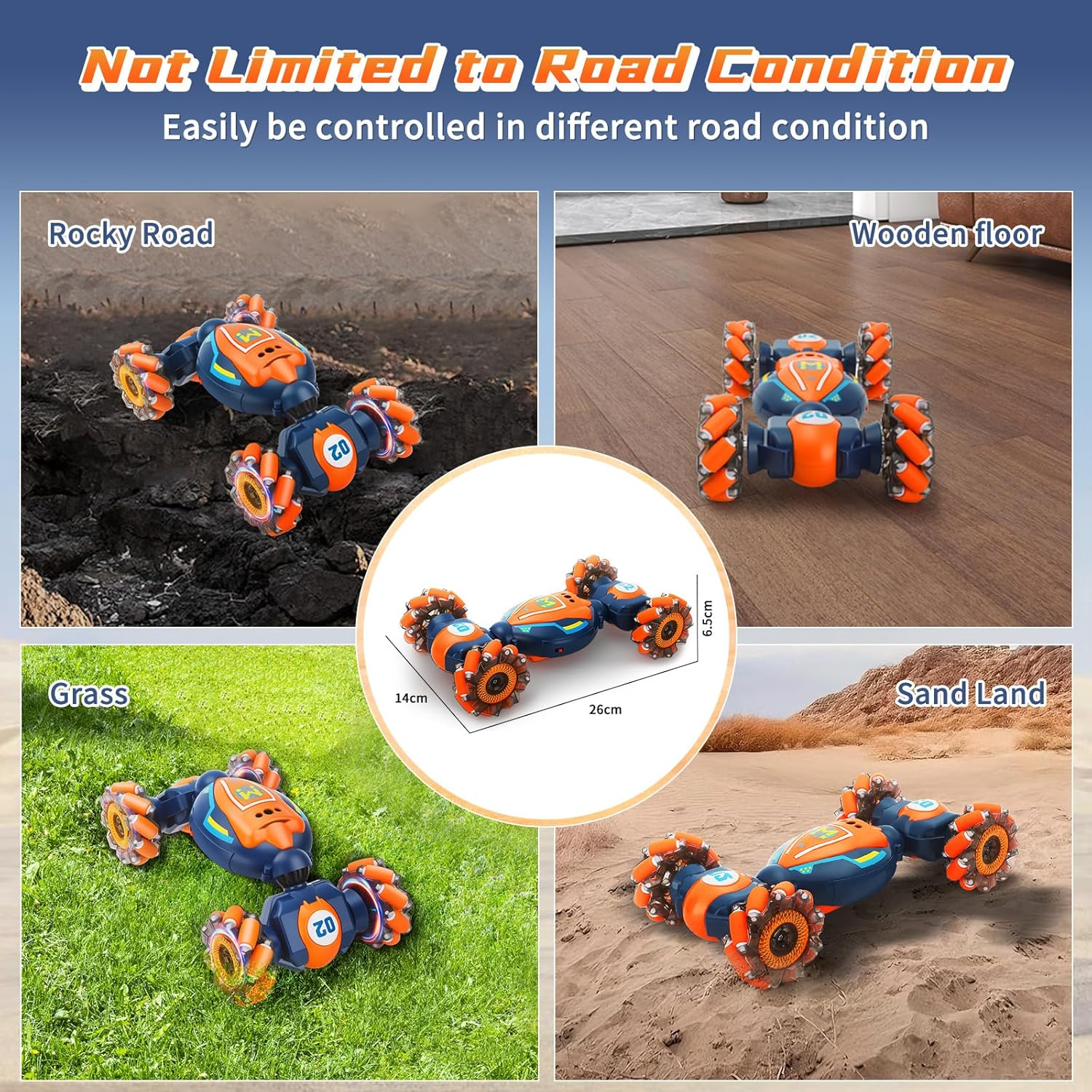 Gesture Sensing RC Stunt Car - 4WD Remote Control Toy Car for Boys, Cool Hand Controlled Twist Car with Lights & Music, Boys Toys Age 6-12, Best Birthday Gifts for 7 9 10 12 Year Old, Toys for Kids image number 2