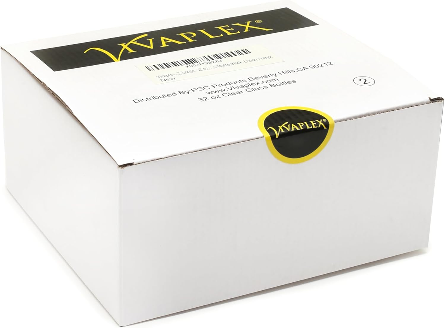 Vivaplex, 2, Large, 32 Oz, Empty, Clear Glass Bottles with Stainless Steel, Matte Black, Lotion Pumps image number 2