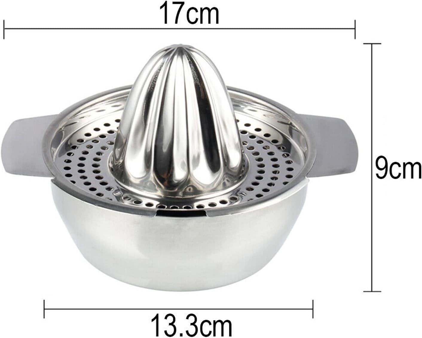Stainless Steel Fruit Lemon Citrus Orange Juicer Manual Press Squeezer with Bowl Storage image number 3