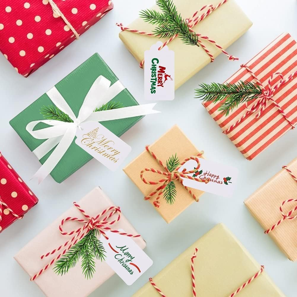 AIWFL 100PCS Blank Kraft Tags Paper Hang Tags DIY Cards White Hanging Marking Tags Price Labels for Wedding Birthday Party Favor image number 3