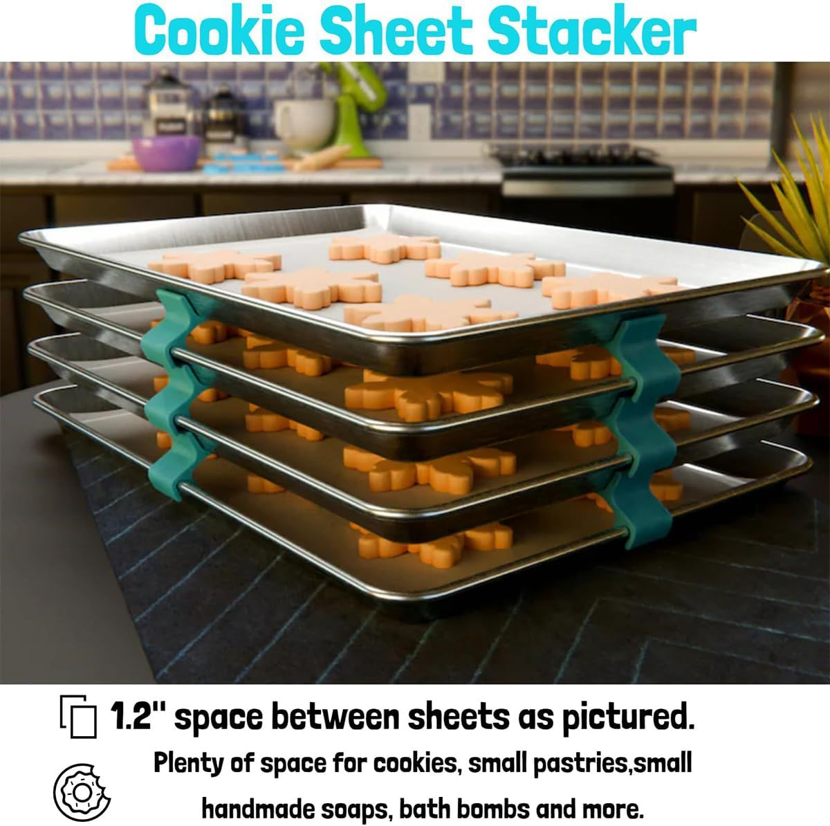 16 PCS Baking Sheet Stackers,Reusable Trays Stacking Holder,Space-Saving Trays Stacking Holder,Multipurpose Baking Tray Stackers Suitable,For Home Kitchen,For Freeze Dryer Trays image number 1