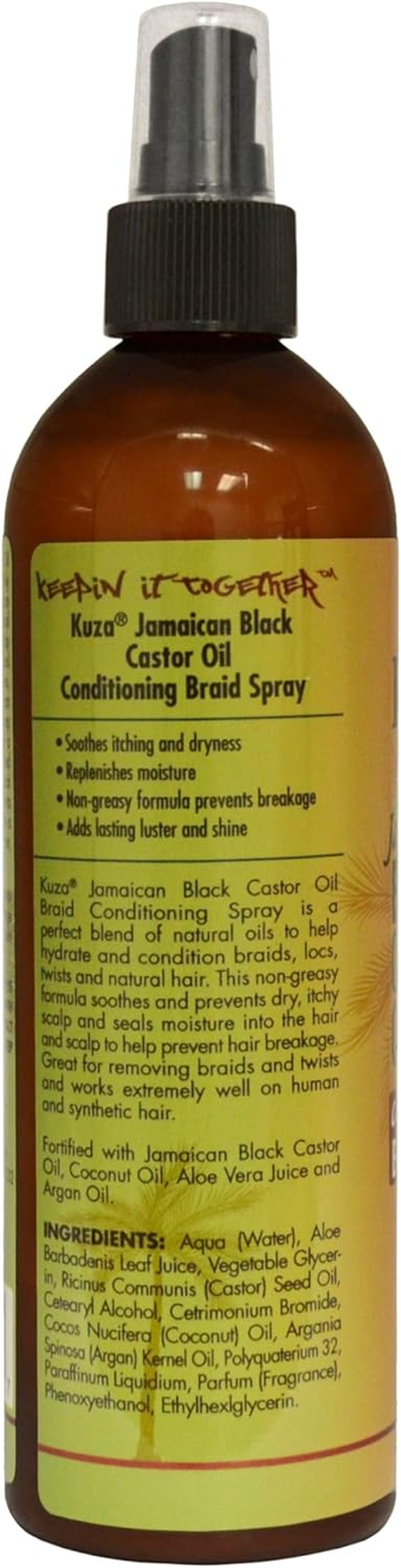 KUZA NATURALS JAMAICAN BLACK CASTOR OIL CONDITIONING BRAID SPRAY 354ML image number 3