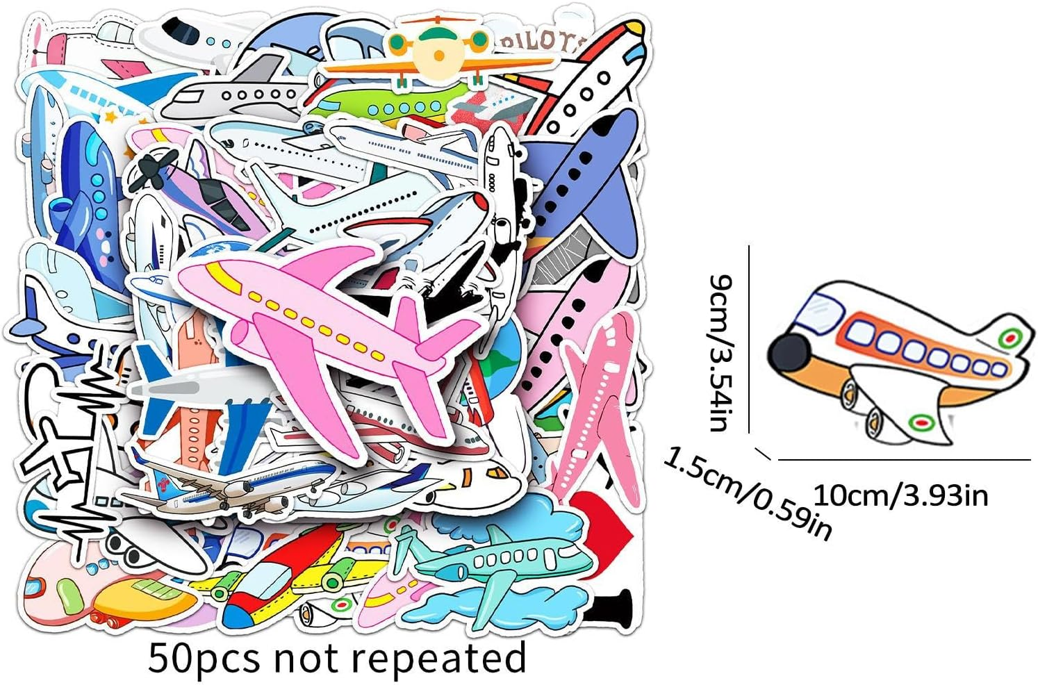 Airplane Water Bottle Stickers - Waterproof Aircraft Laptop Decals,Kids Airplane Toy Decorative Sticker for Refrigerator Luggage Laptop, Airplane Related Gifts Borato