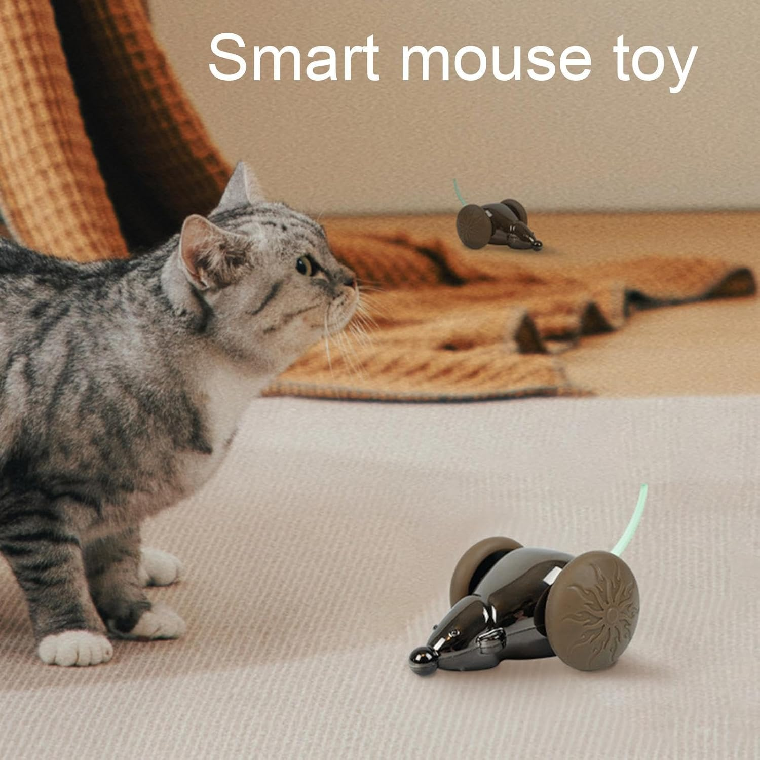 Remote Control Mouse for Cats - Cat Pets Relieve Boredom Toy,Brilliant Light Tail Smart Realistic Mouse Toy Relieve Boredom image number 1