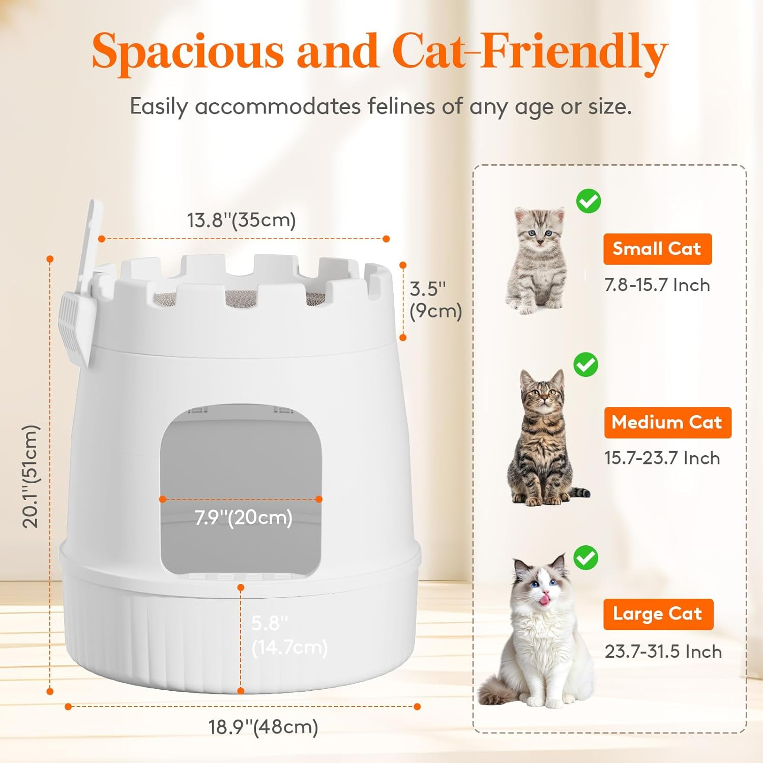 Lifewit Castle Cat Plant Litter Box with Scratching Board & Scoop, Hidden Covered Kitty Litter Box Enclosure with Odor Control & Carbon Filter in Living Room, Bedroom, Corner, White