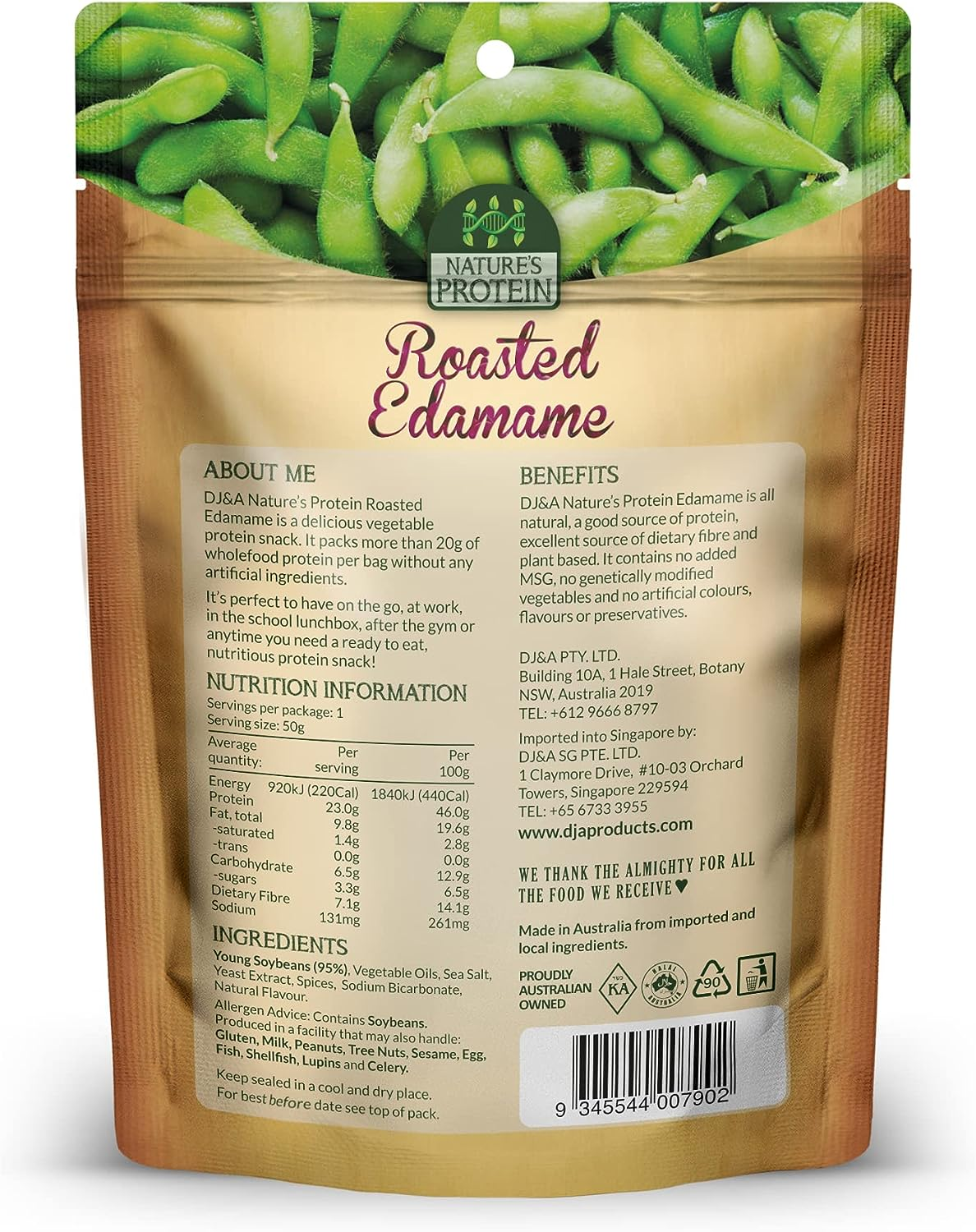 DJ&A Nature'S Protein Roasted Edamame Snack 50 G