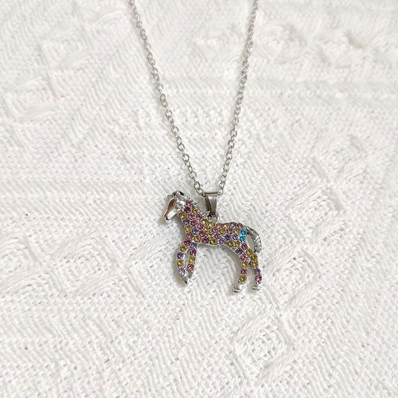 Horse Rainbow Necklace Gifts for Girls Women Rainbow Horses Necklace Horse Necklaces for Teen Girls Horse Pendant Necklace for Daughter Niece Horse Lover Gift image number 2