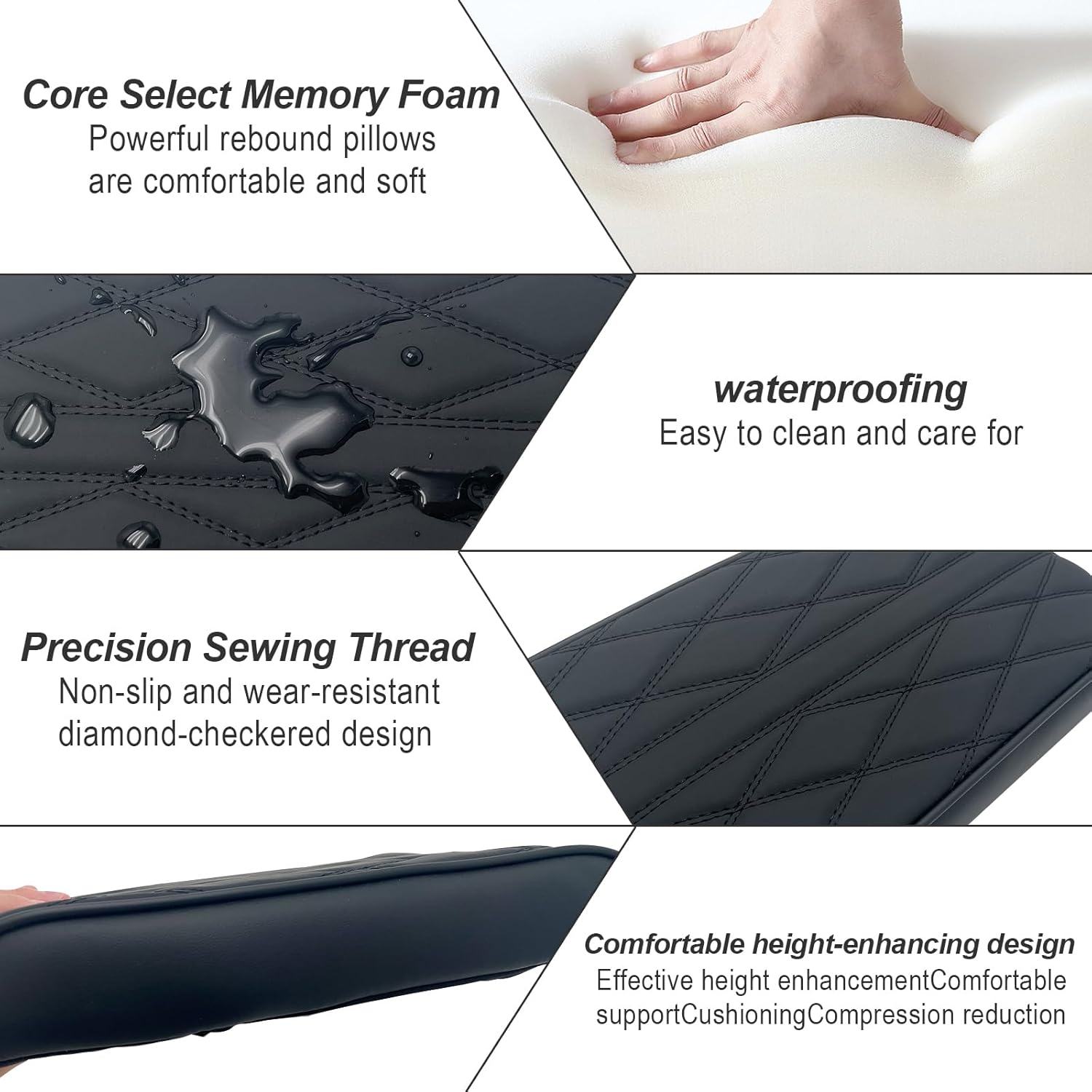 Universal Car Armrest Cover, Auto Center Console Pad, 5Cm High PU Leather Arm Rest Cushion Pads, Armrest Protector, Fit for Most Car, Vehicle,Truck Accessories image number 4