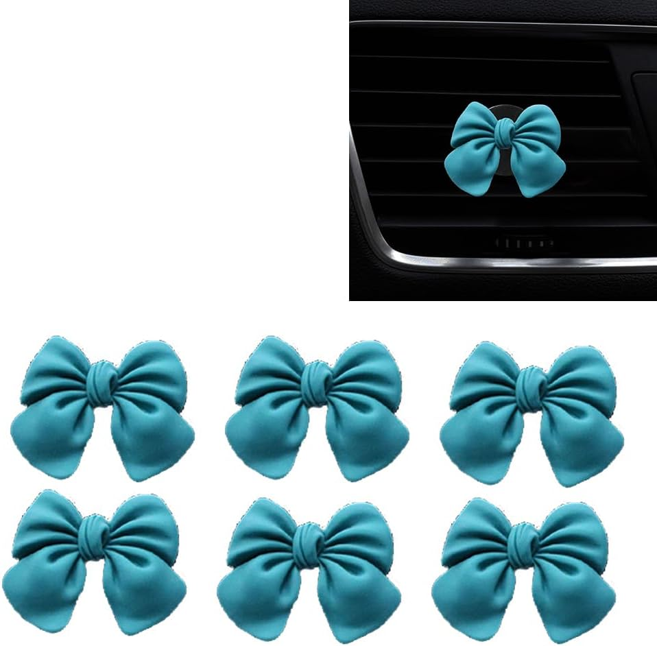 Decorative Car Bow Accessories Set, 6 Pieces, Interior Aesthetic Decor for Women (Pink)