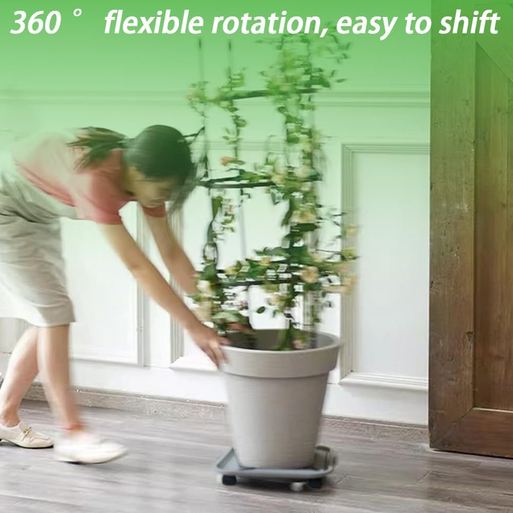 3 Packs Plant Caddy with 4 Wheels and Drainage Tray, Garden Rolling Plant Stand with Wheels, Plant Pallet Dolly for Heavy Duty Planter, Loading Capacity 20 KG (Square)