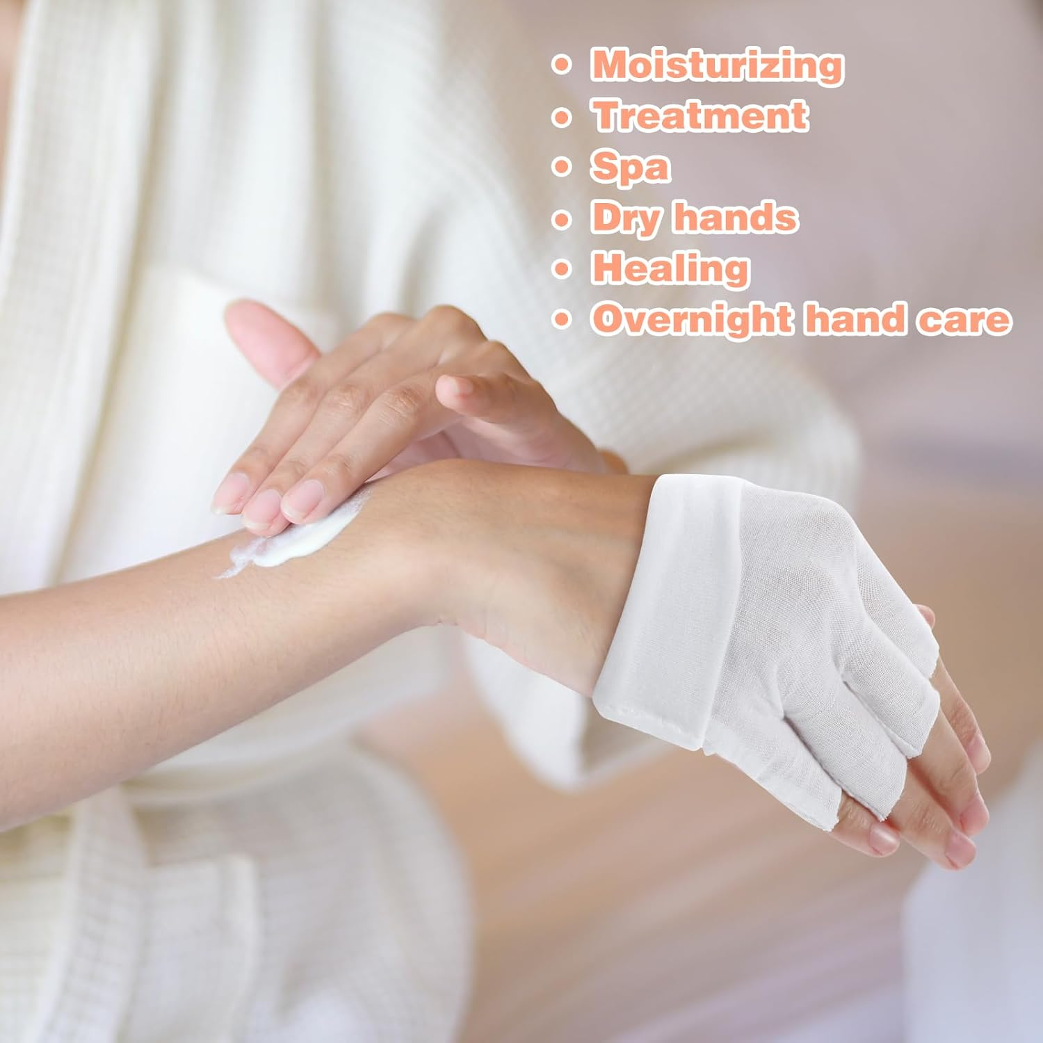 Heclia 8 Pairs White Cotton Moisturizing Gloves Fingerless Touchscreen Moisturizing Gloves for Dry Hands Sleeping, 100% Cotton Quilting Glove, Size M, Eczema Glove for Men and Women 7.09&times;4.33 Inches image number 5