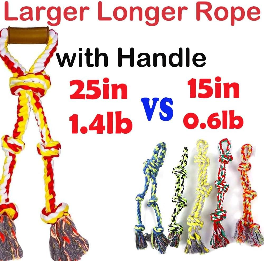 Extra Large Dog Rope Toys for Aggressive Chewers Tug of War Rope Interactive Heavy Duty Outdoor Medium Large Breed XL Dog Chew Rope Durable 3 Way Dog Rope Tough Pull Rope with Handle - Blue image number 3