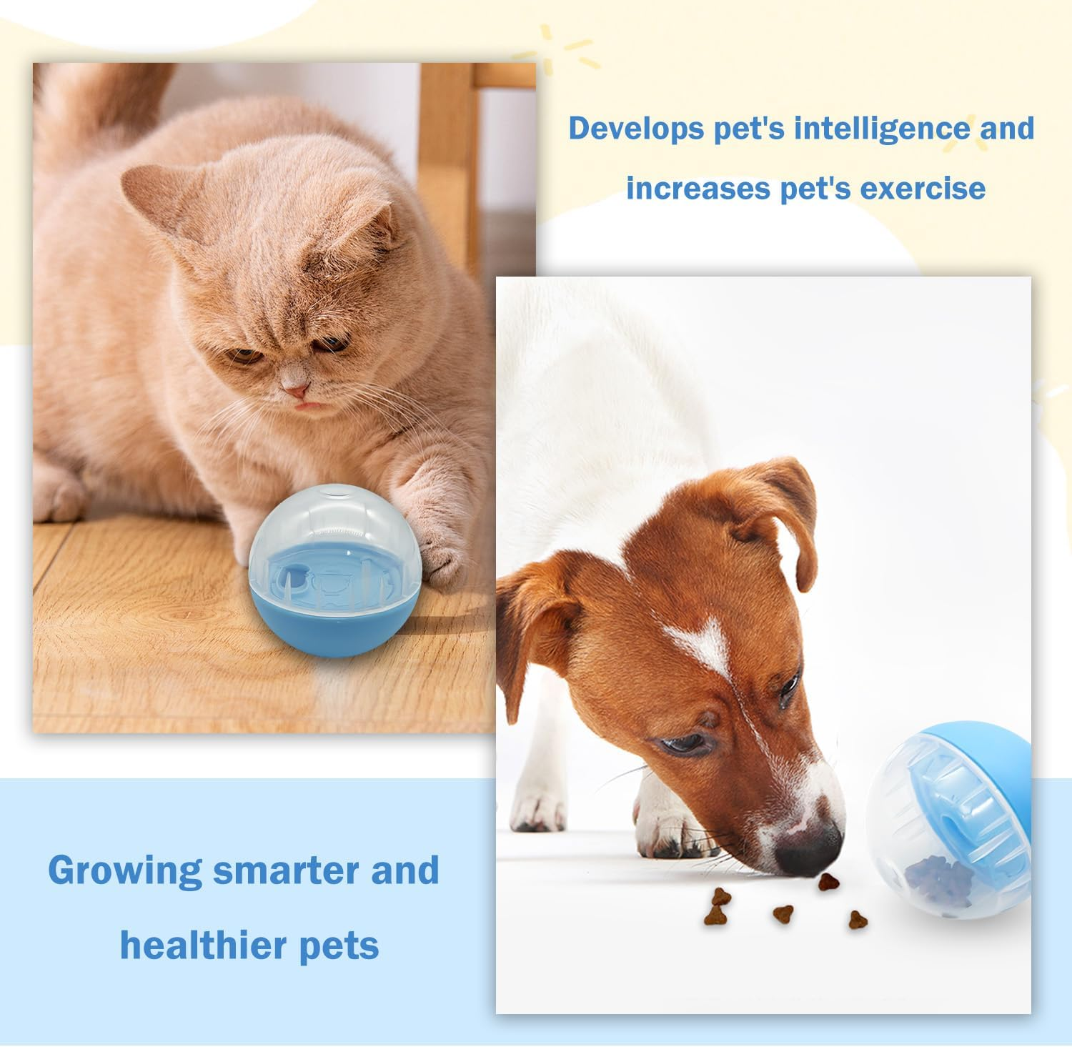 TORMEN Dog Treat Ball Toy, Pet Zone IQ Dispensing Interactive Food Dispenser Puzzle for Pets, Adjustable Difficulty, Durable Leak-Resistant Ball, Treat-Dispensing Toy for Exercise & Fun (Blue) image number 5