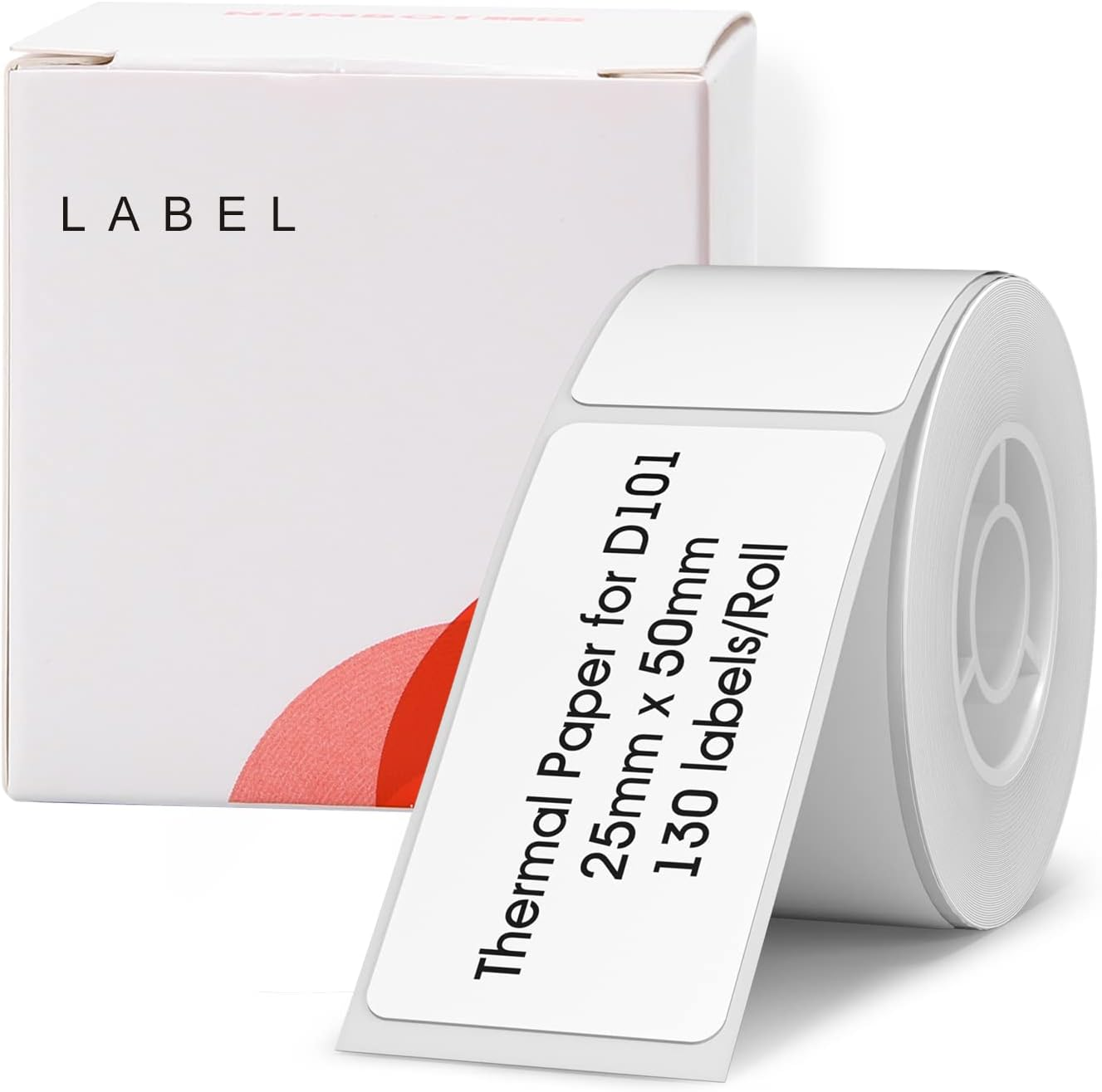 NIIMBOT D101 Labels, 1'' X 2'' (25X50Mm) Thermal Sticker Label, Waterproof, Oil-Proof and Tear-Proof Thermal Label Paper for NIIMBOT D101 Label Printer, 1 Roll of 130 Papers(White)