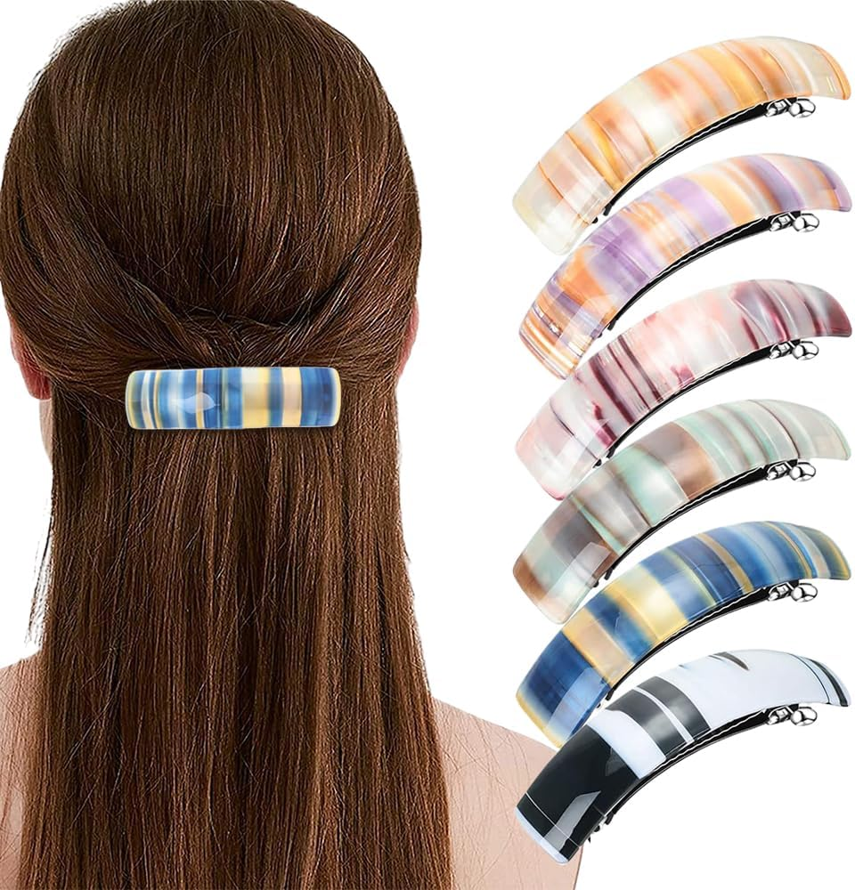 XFSRG Hair Clips Women'S Hair Clip Ombre Design Striped Colour Gradient Rectangular Feather Suitable for Half up Hair image number 2
