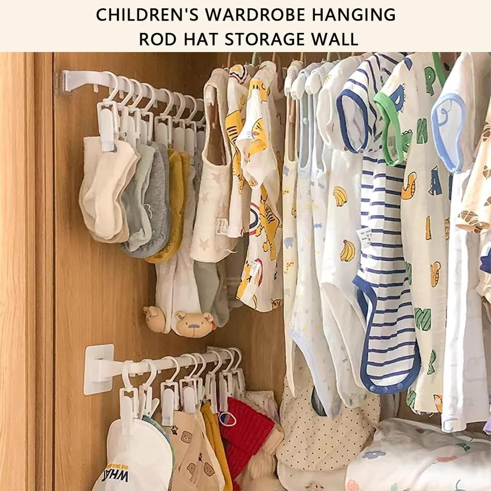 Kid Pants & Accessories Hanger Organizer &ndash; 10-Clip Closet Rack for Baby Socks, Leggings, Hats, Towels, and Cloth Diapers, Wall or Door Mounted, Space-Saving Storage for Toddlers image number 6