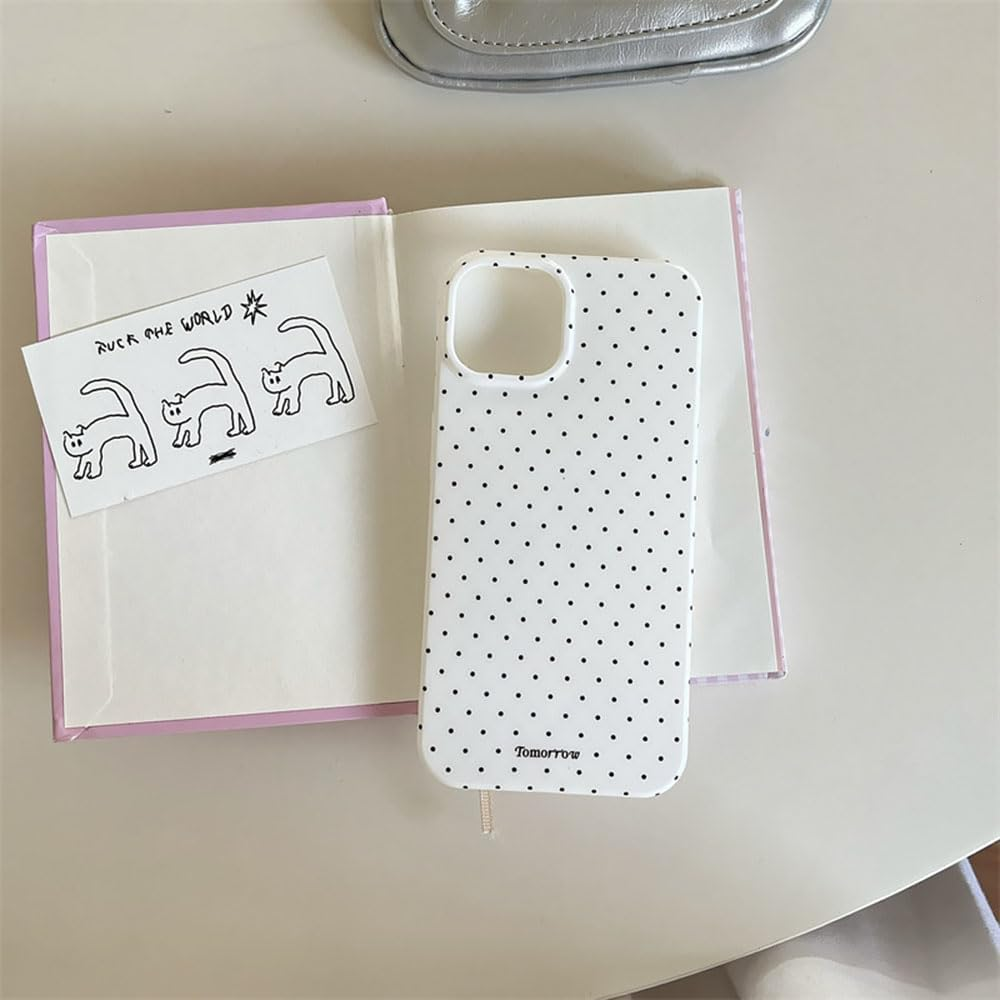 Inewateri Compatible for Iphone 15 Case with Cute Fashion Polka Dot Aesthetics Design Simple Cases for Soft TPU Slim Protection Cover-White image number 5