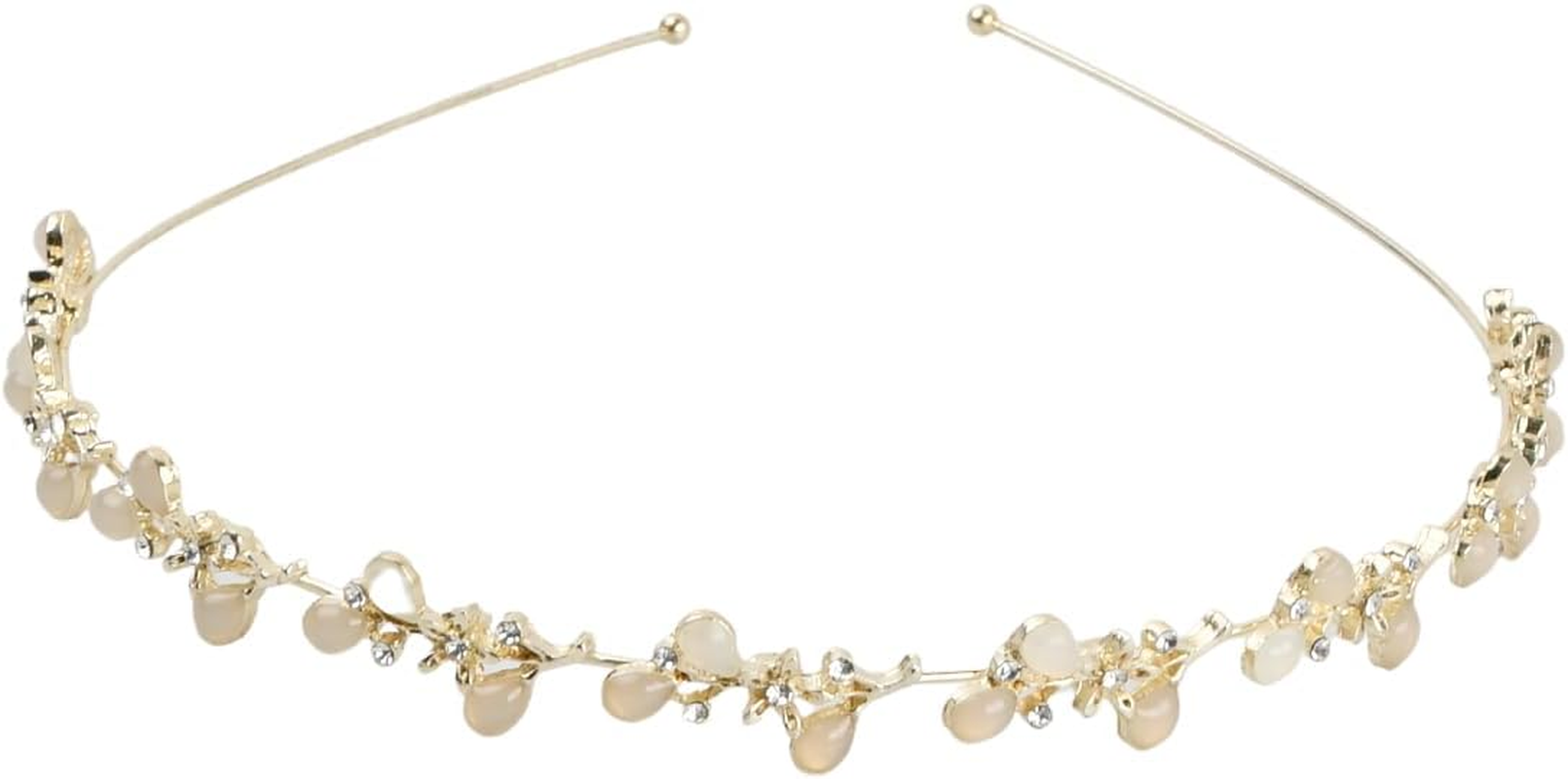 Wisebom 1 Piece Bridal Wedding Headband Light Gold Wedding Hair Band Elegant Bridal Headband with Rhinestone Communion Confirmation Hair Accessories for Birthday Anniversary Valentine'S Day Golden image number 3