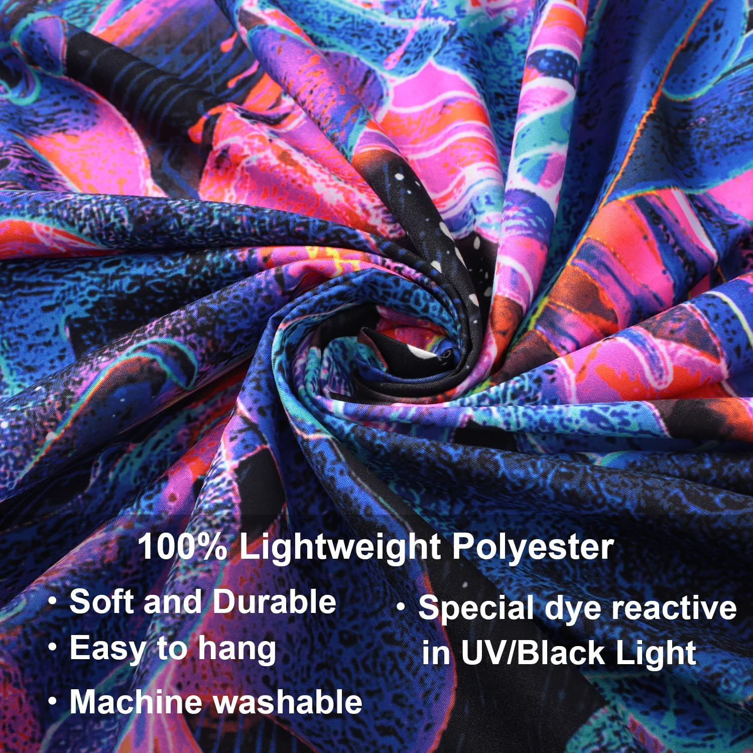 Manicer Blacklight Skull Tapestry, the Kissing Lovers Tapestry UV Reactive Trippy Neon Tapestries Glow in the Dark Party Backdrop, Skeleton Wall Art for Bedroom Living Room &ndash; 51.2&rdquo; X 59.1&rdquo; image number 1