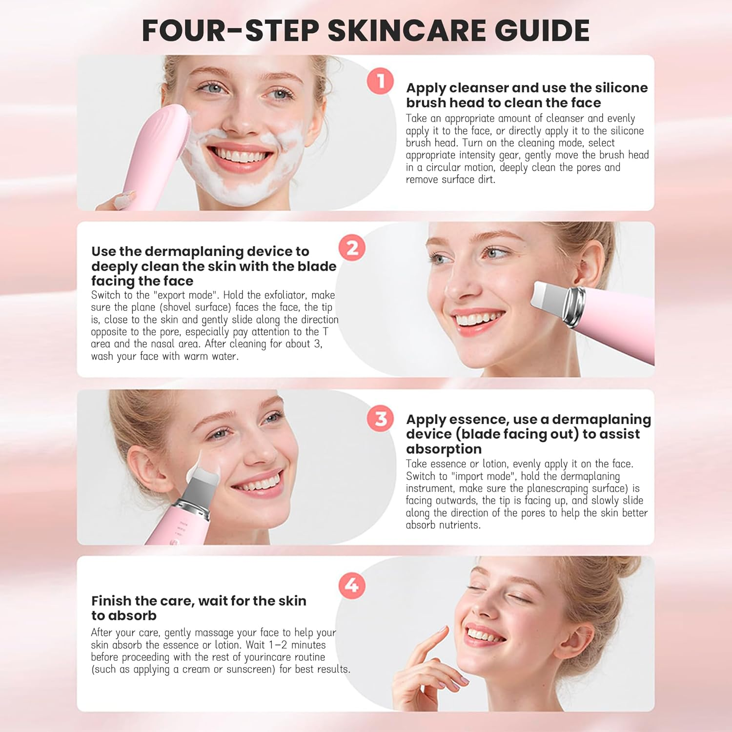 TKTCO 2 in 1 Silicone Facial Cleansing Brush & Massager,Face & Nose IPX7 Waterproof Facial Skin Scrubber Rechargeable Face Scrub for Deep Cleansing Vibrating Exfoliator Scrubber Skin Care 7 Modes